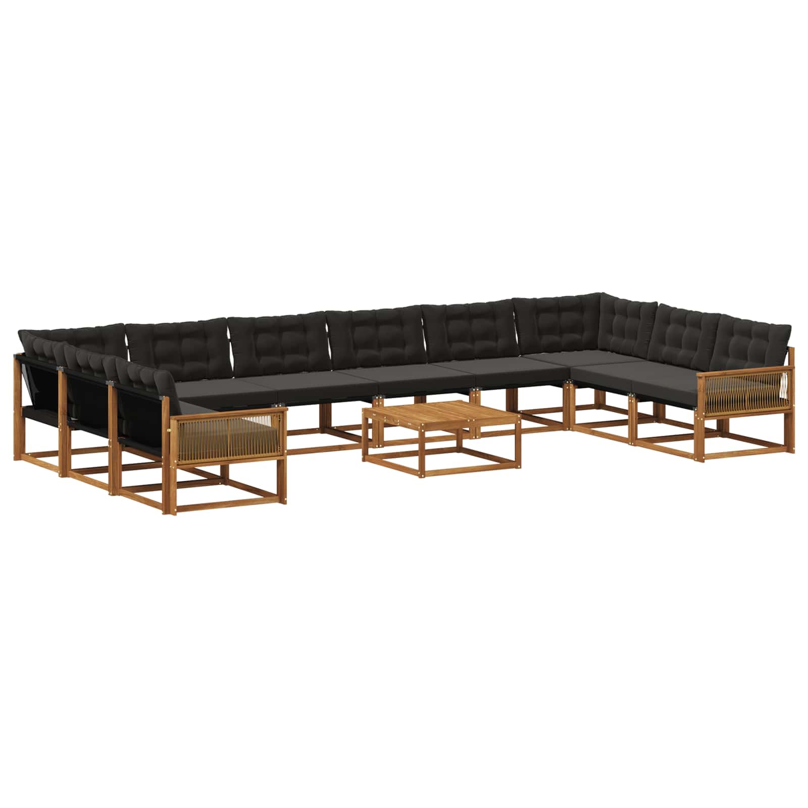 Set vanjskih sofa s jastukom 11 pcs Prirodna i crna