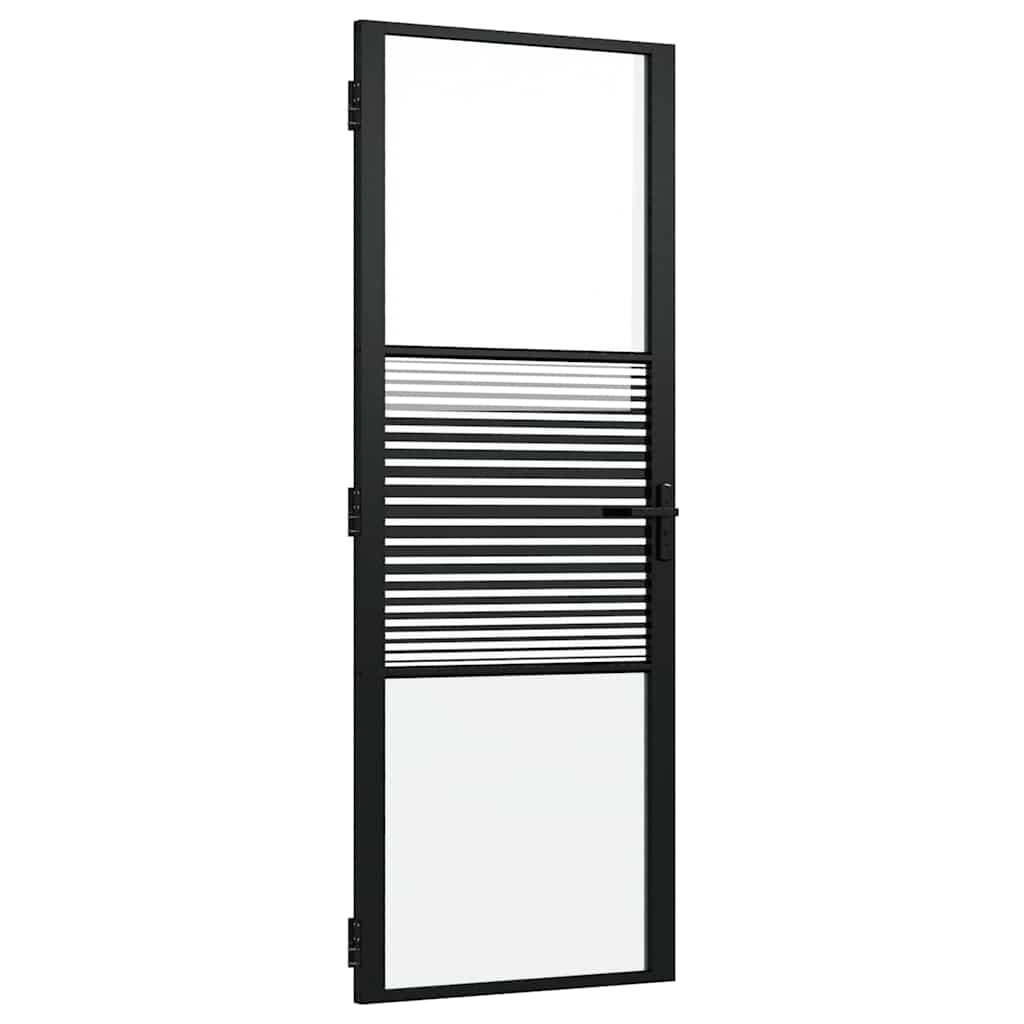 Staklena vrata Prugasti Crna 76 x 3,5 x 201,5 cm Aluminij