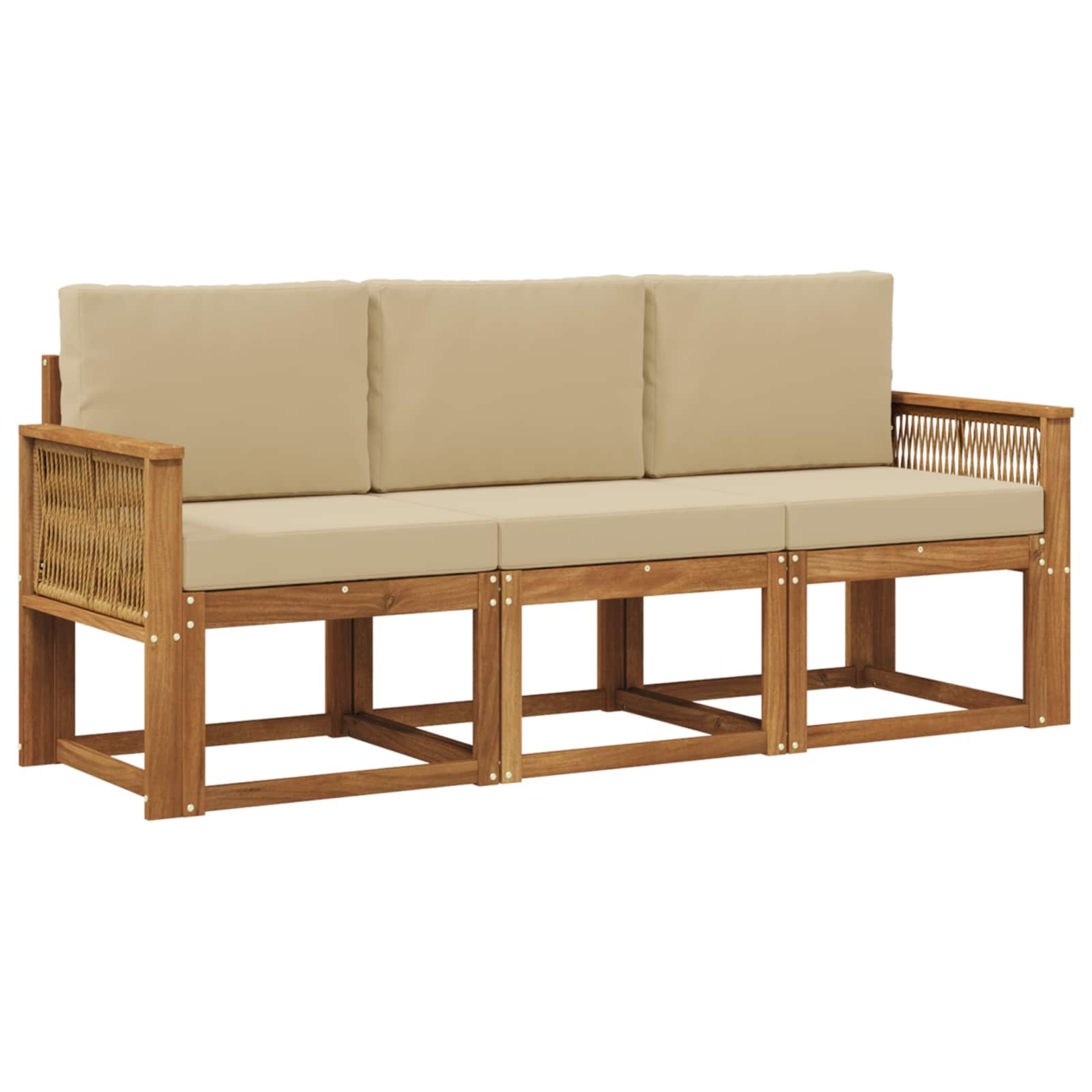 Set vanjskih sofa 3 pcs Prirodna i bež Poliester