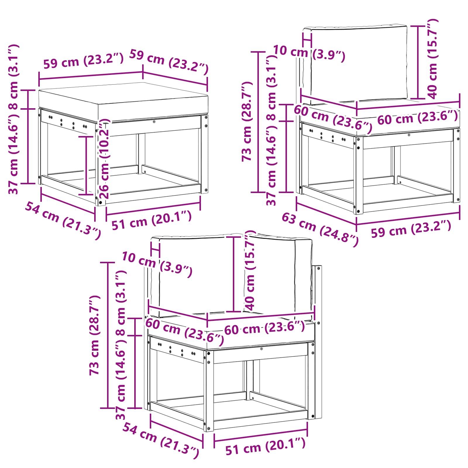 Set vanjskih sofa 8 pcs Prirodna i antracit 306 x 187,5 x 73 cm