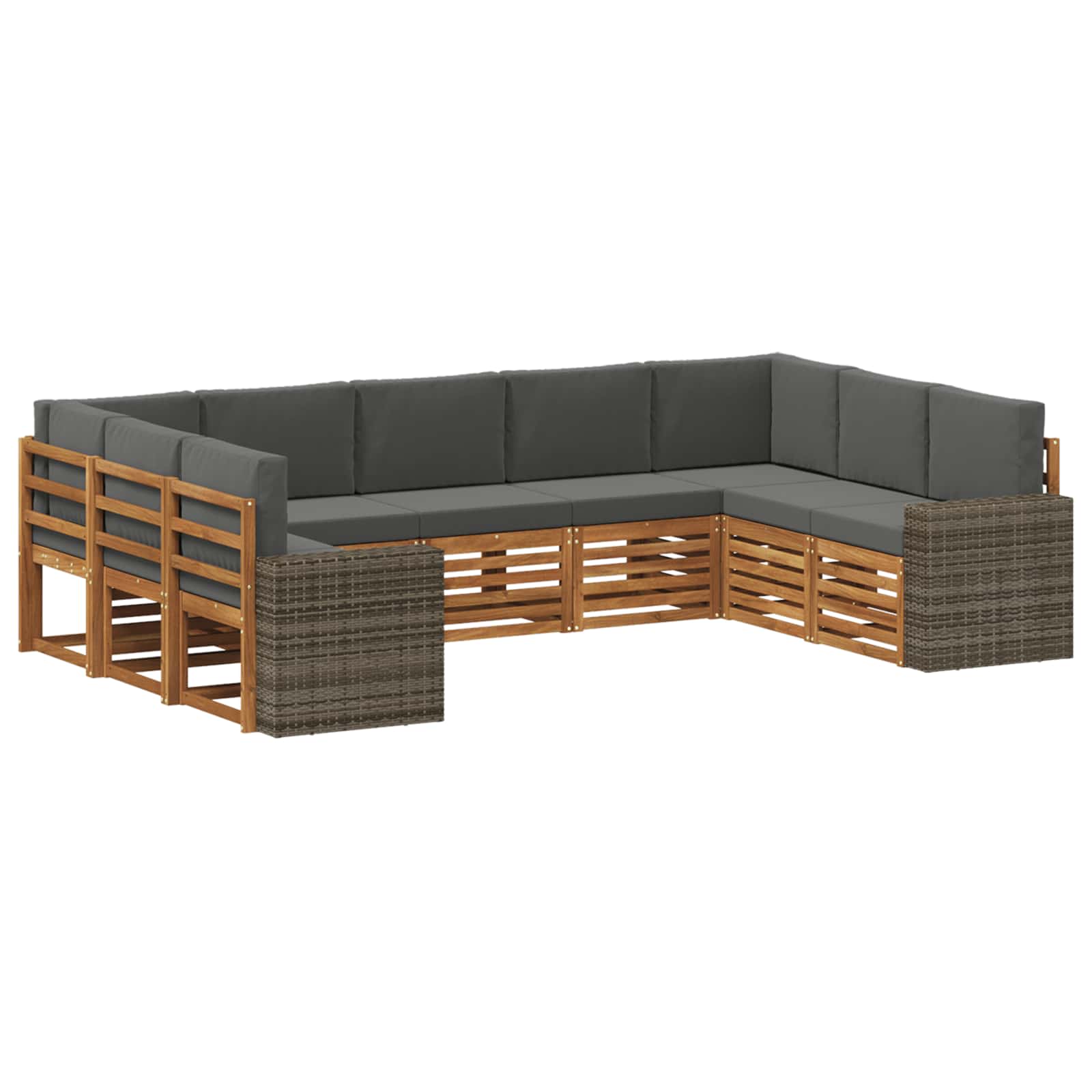 Sekcijska garnitura 9 pcs Prirodna i antracit Poliester