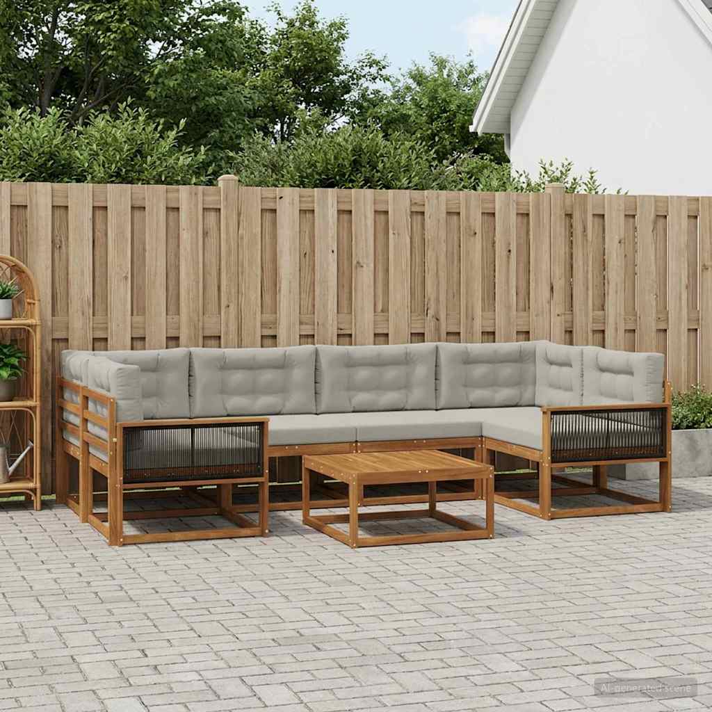 Set vanjskih sofa 7 pcs Prirodna i Svjetlosiva