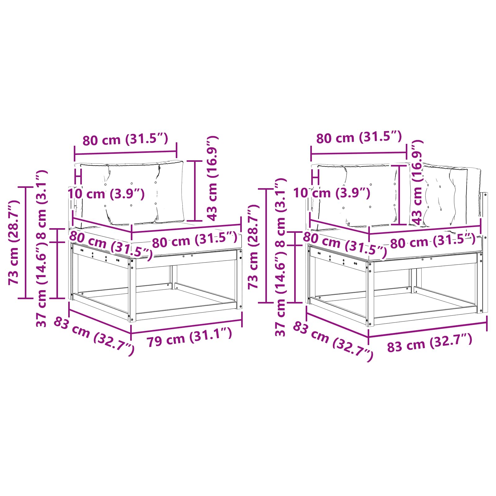 Set vanjskih sofa 5 pcs Prirodna i antracit