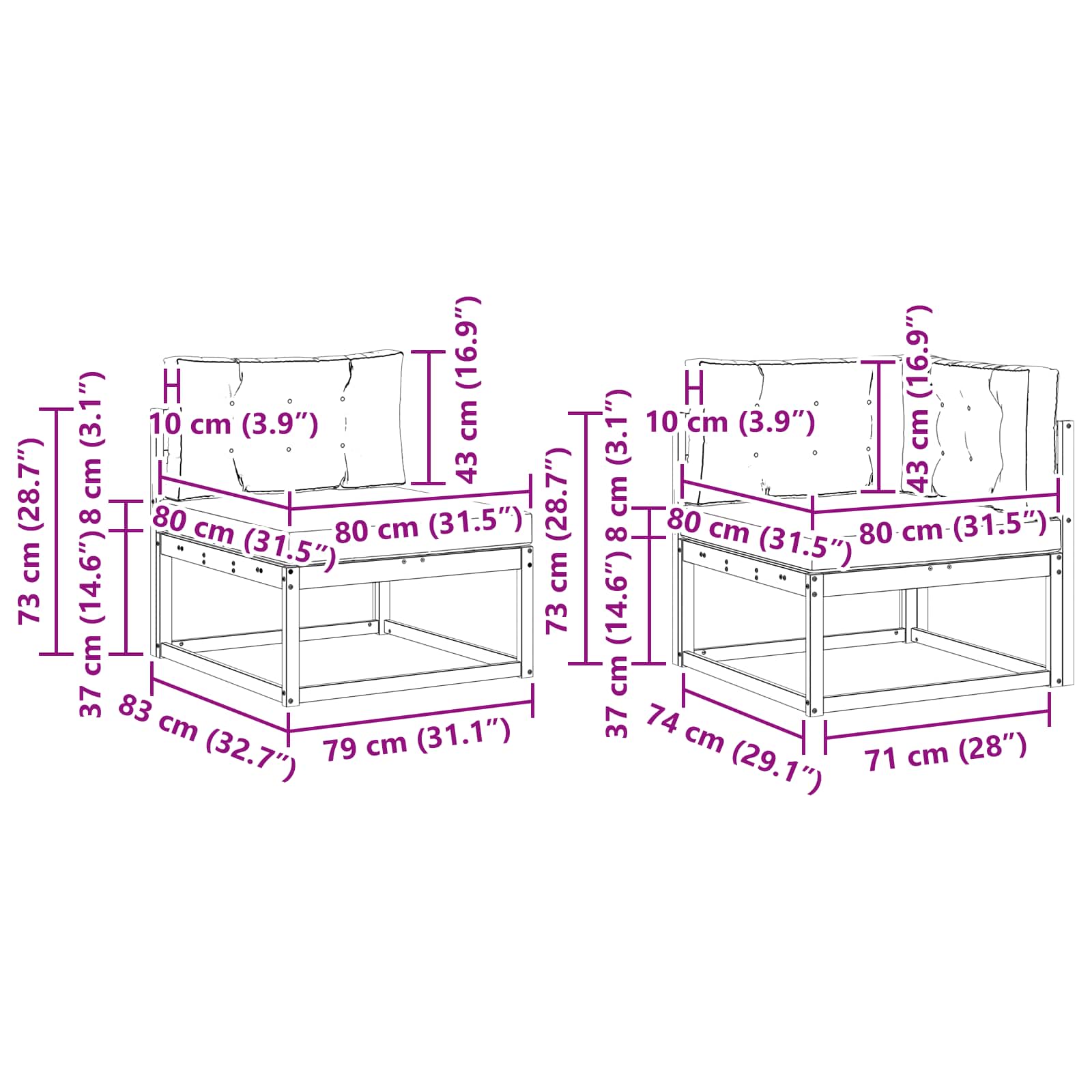 Set vanjskih sofa 5 pcs Prirodna i antracit
