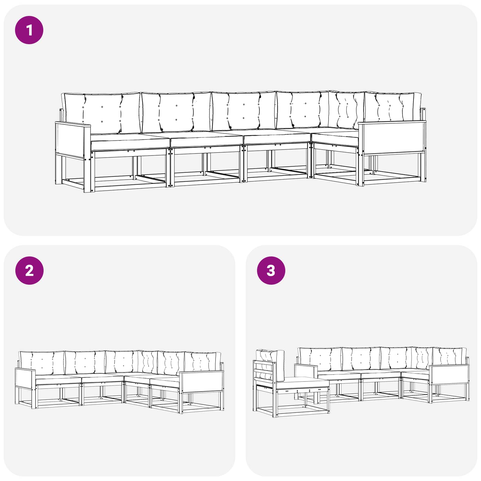 Set vanjskih sofa 5 pcs Prirodna i krem