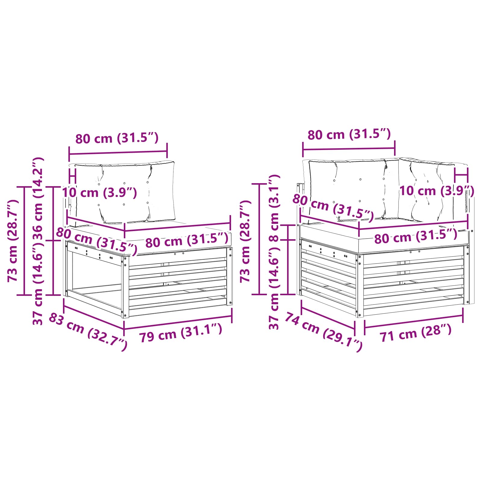 Set vanjskih sofa 5 pcs Prirodna i antracit 323 x 164,5 x 73 cm