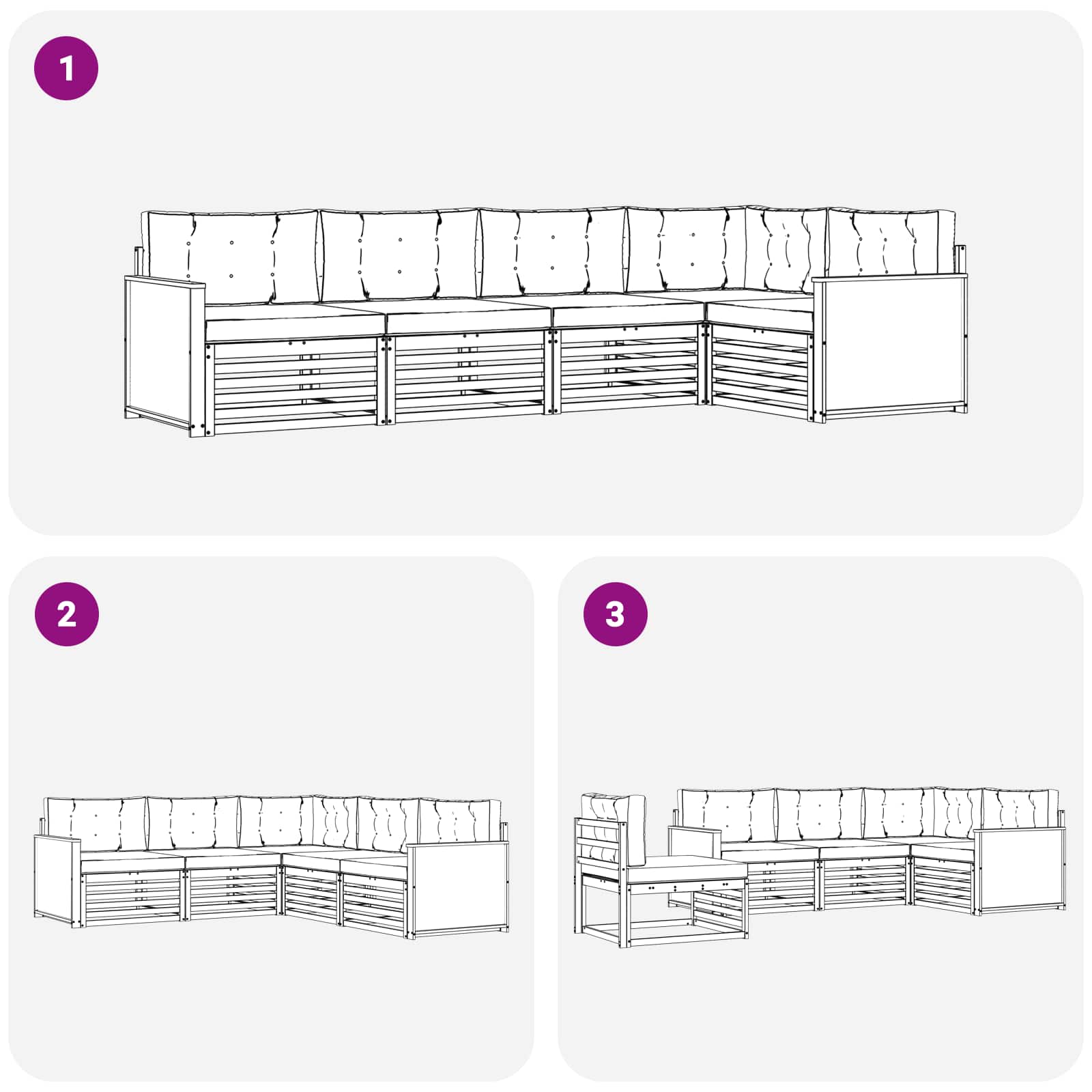 Set vanjskih sofa 5 pcs Prirodna i antracit 323 x 164,5 x 73 cm