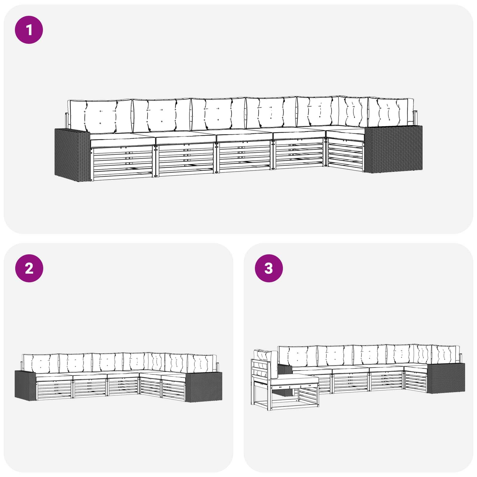 Set vanjskih sofa 6 pcs Prirodna i svjetlosiva
