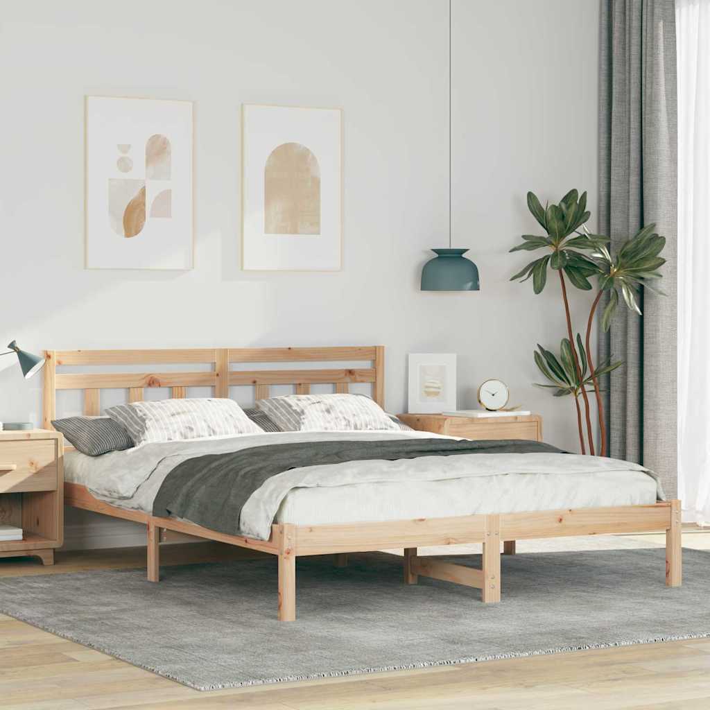 Krevetna konstrukcija Smeđa 140 x 200 cm Čvrsto borovo drvo