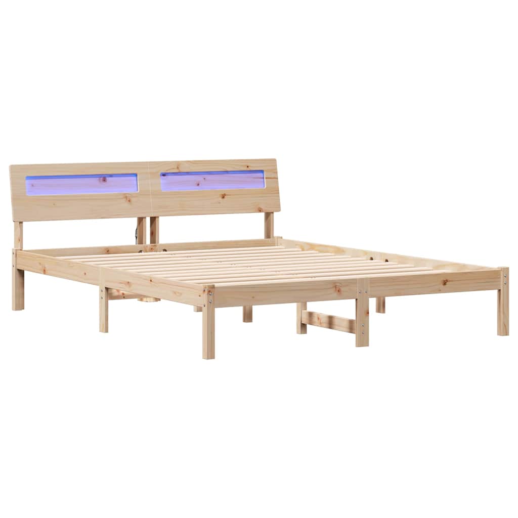 Krevetna konstrukcija Smeđa 140 x 200 cm Čvrsto borovo drvo