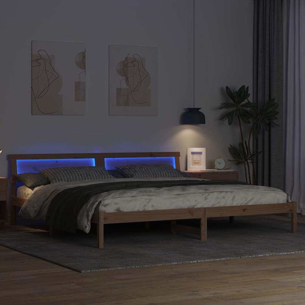 Krevetna konstrukcija Smeđa 200 x 200 cm Masivna borovina