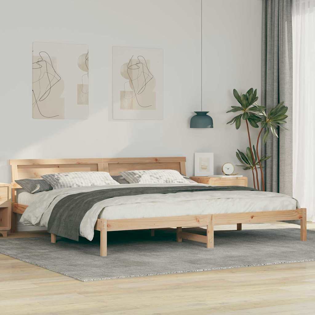 Krevetna konstrukcija Smeđa 200 x 200 cm Masivna borovina