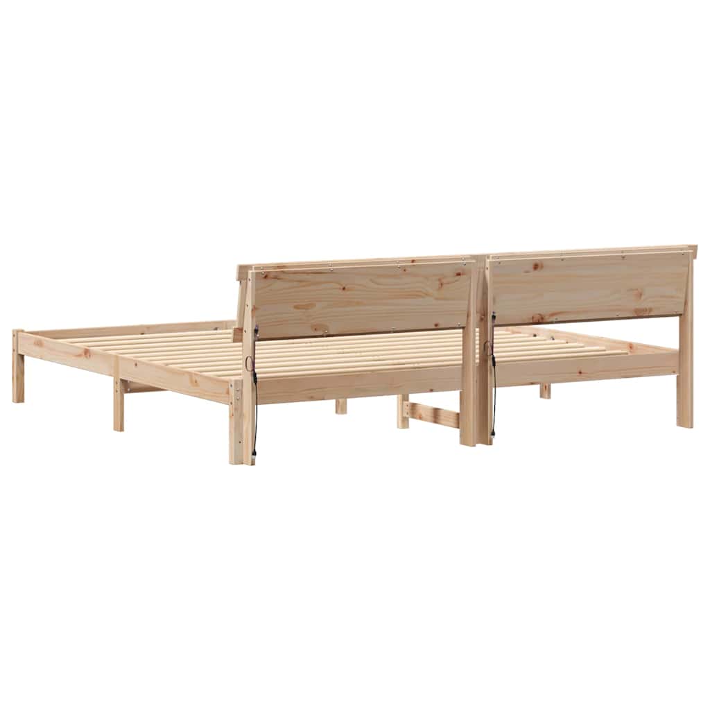 Krevetna konstrukcija Smeđa 200 x 200 cm Masivna borovina