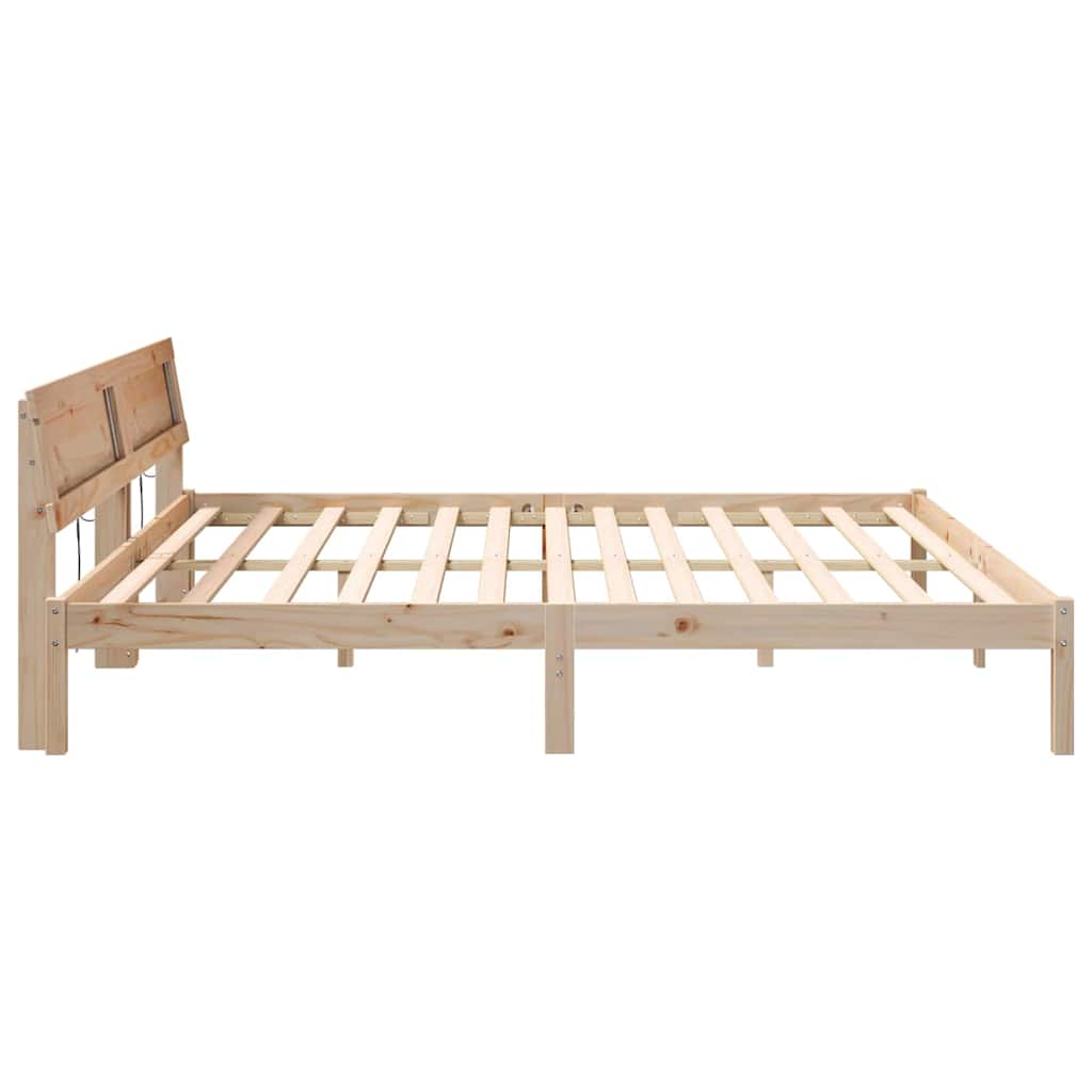 Krevetna konstrukcija Smeđa 200 x 200 cm Masivna borovina