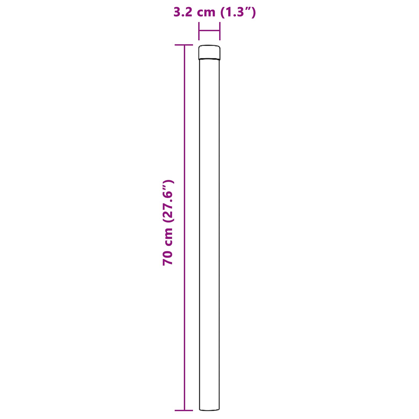 Stup za ogradu 2 pcs Siva 70 cm Čelik s praškastim premazom