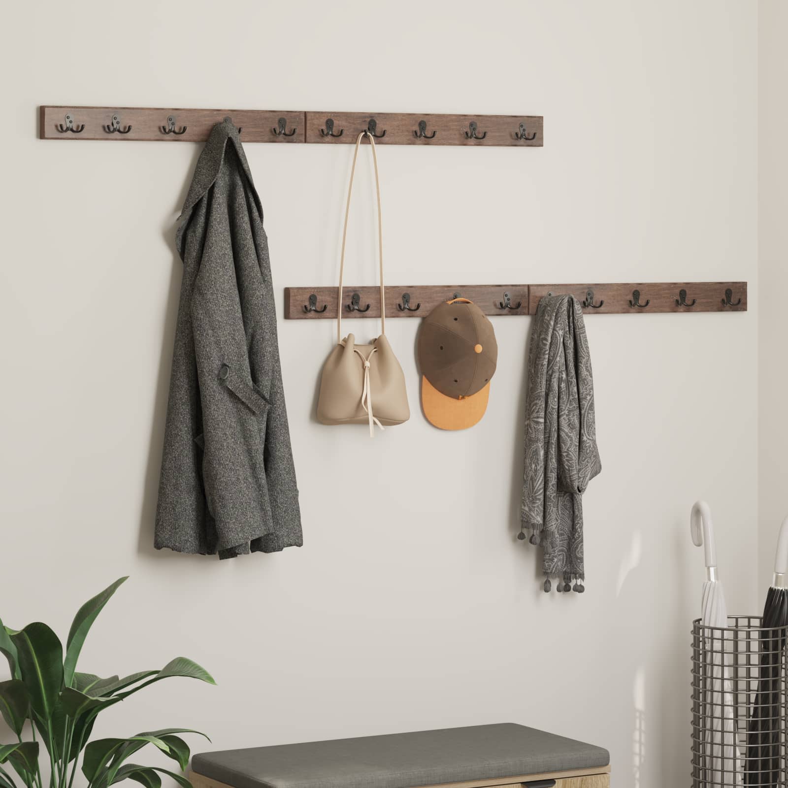 Vješalica Smeđa 60 x 7 x 8 cm Čvrsto drvo iz reciklaže
