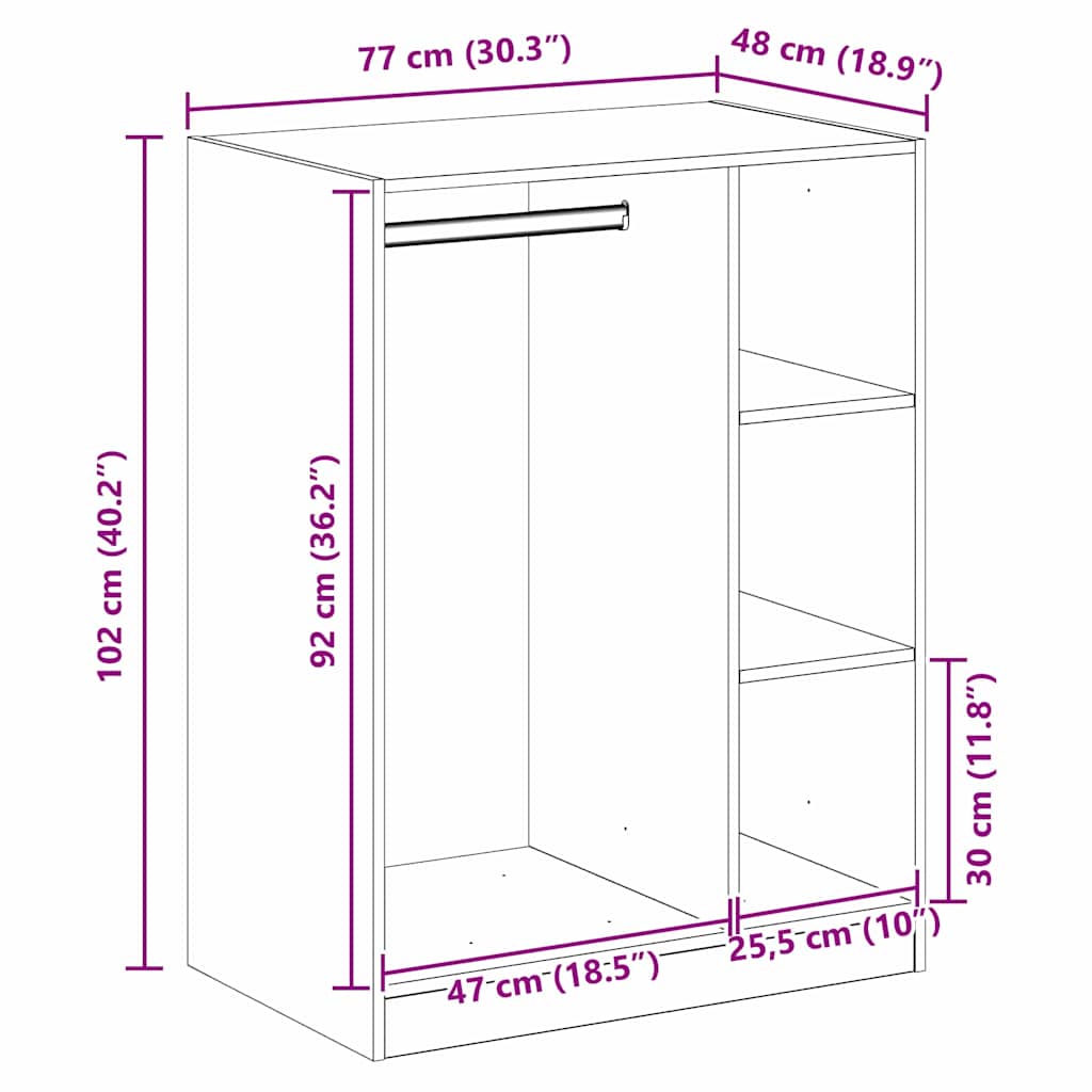 Ormarić s policom s pohranom Umjetnički hrast 77 x 48 x 102 cm