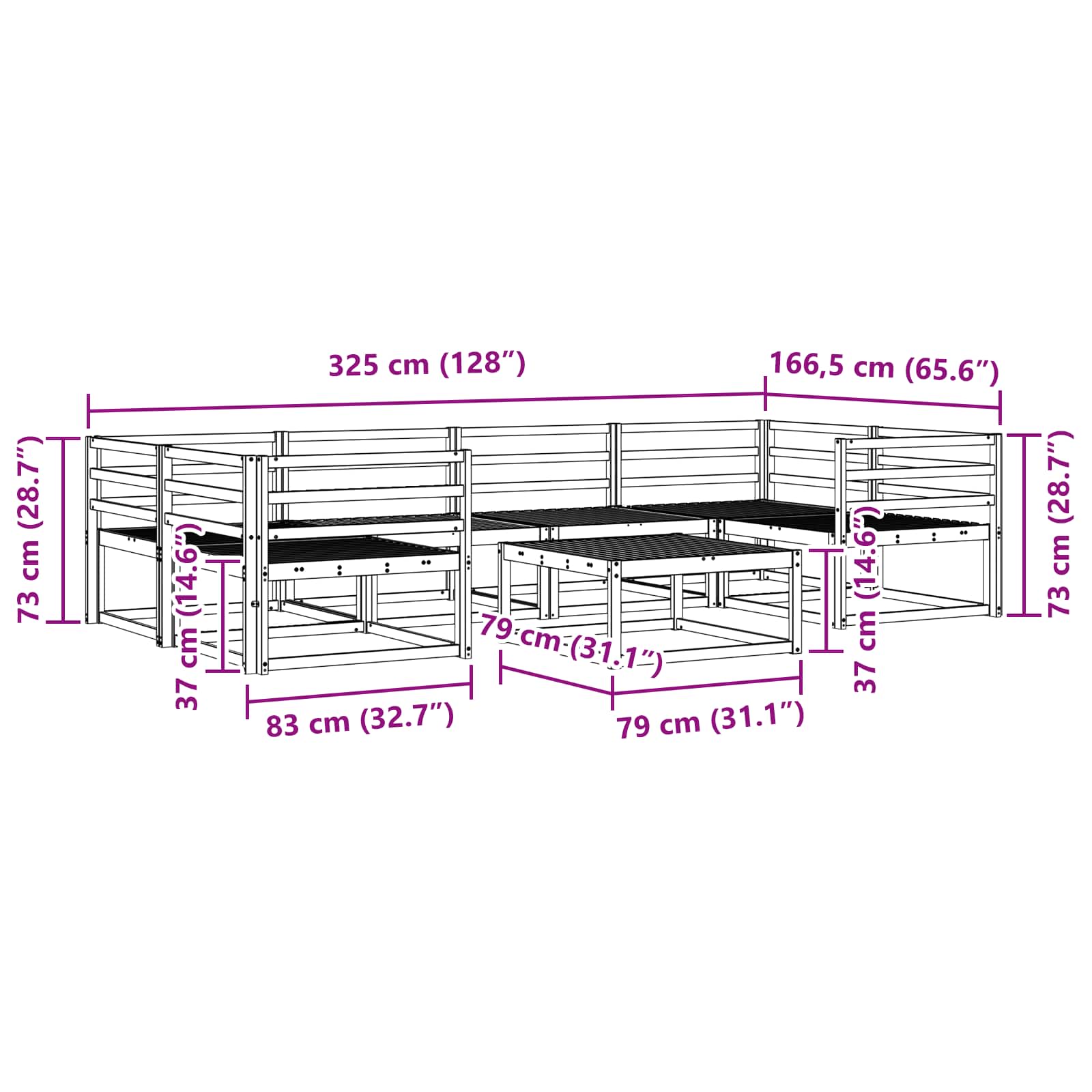 Set vanjskih sofa 7 pcs Bijela