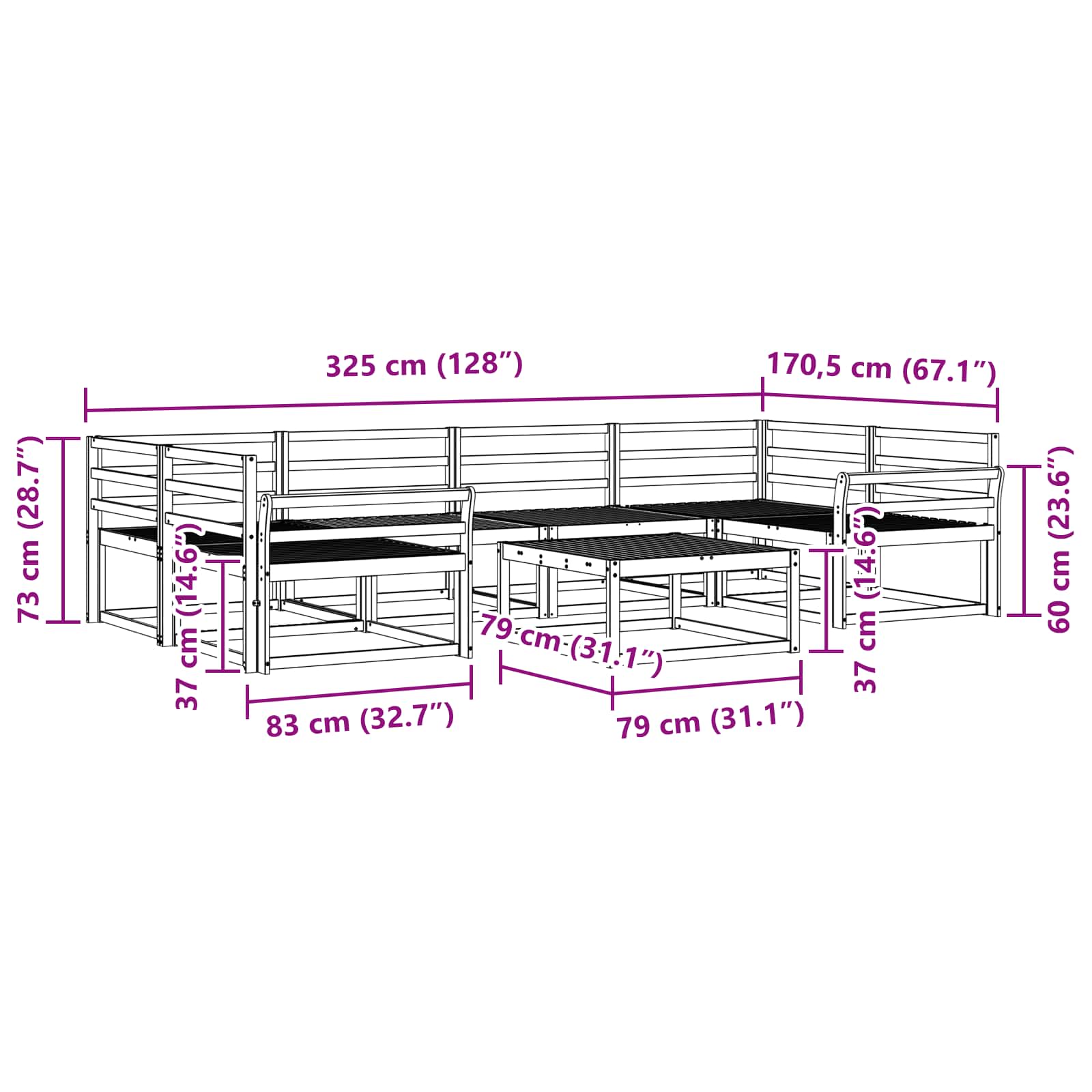 Set vanjskih sofa 7 pcs Bijela