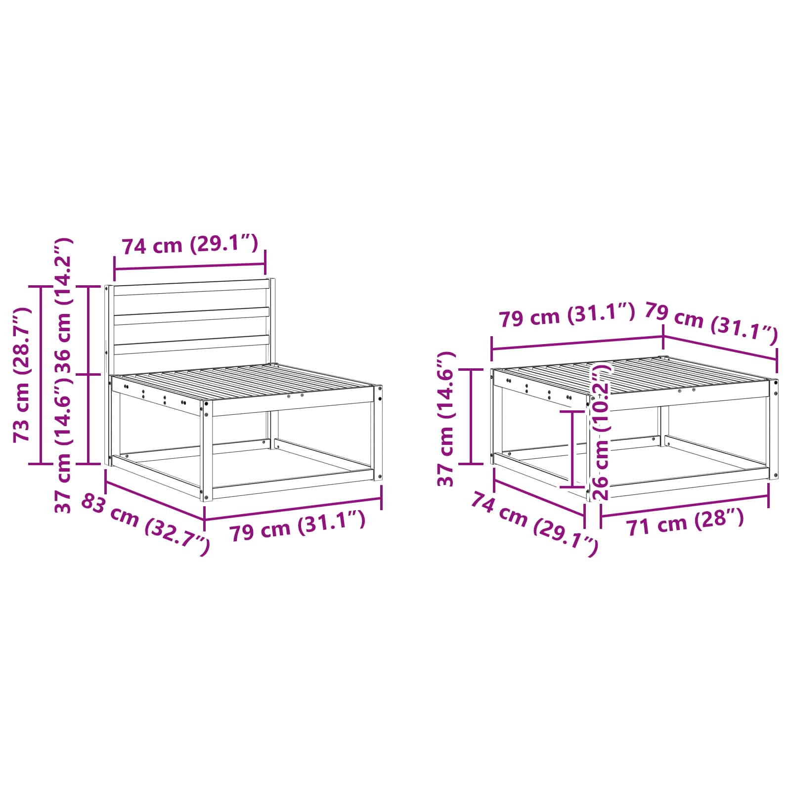 Set vanjskih sofa 8 pcs Bijela