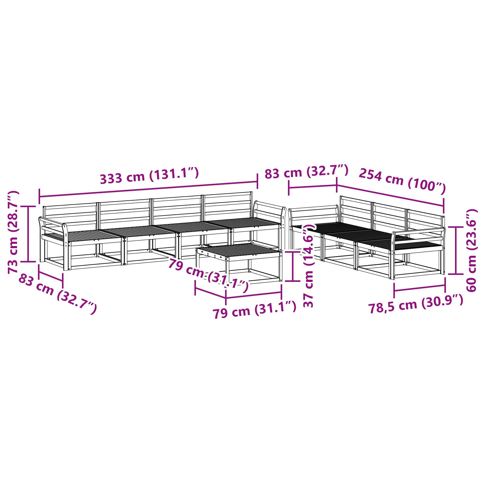 Set vanjskih sofa 8 pcs Bijela
