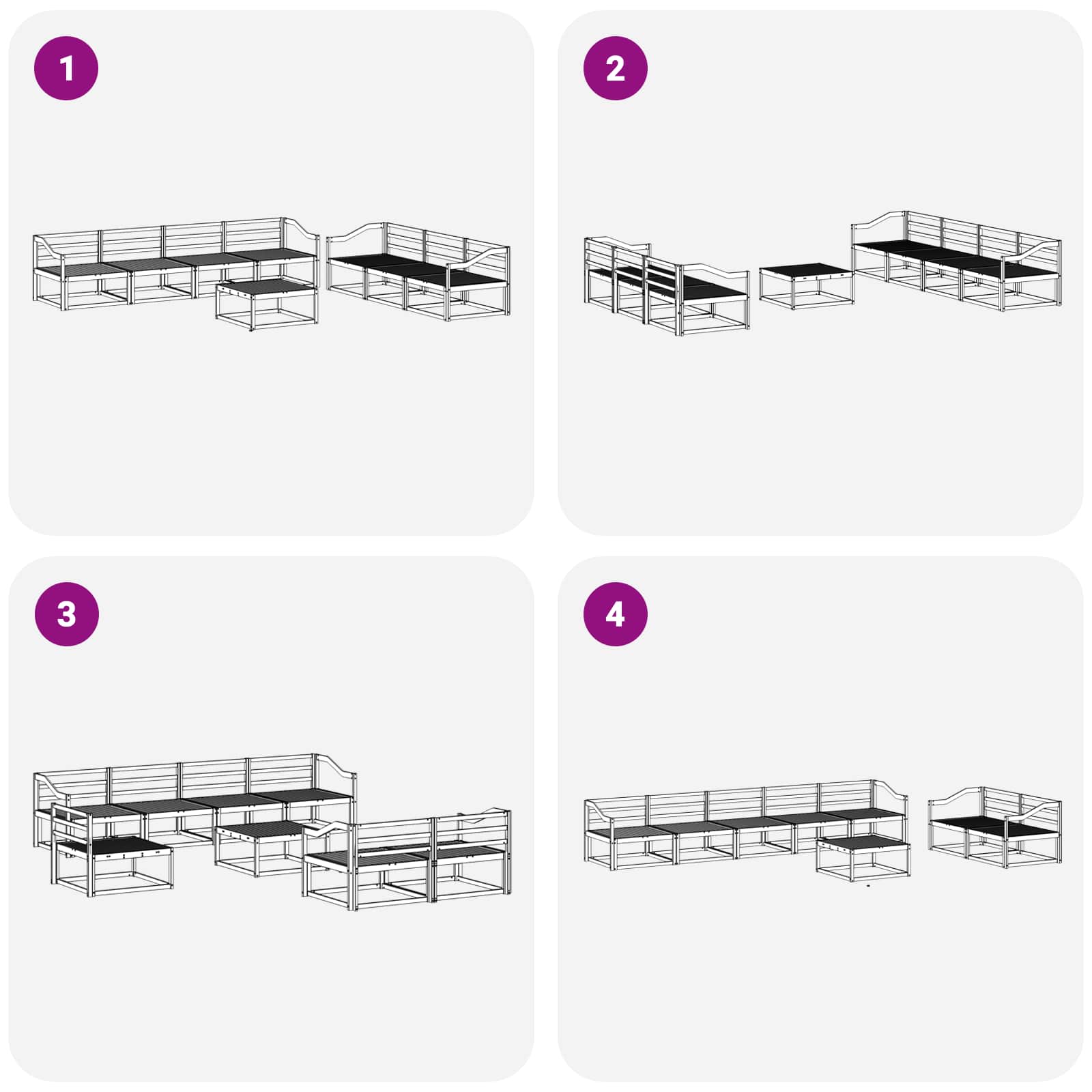 Set vanjskih sofa 8 pcs Bijela