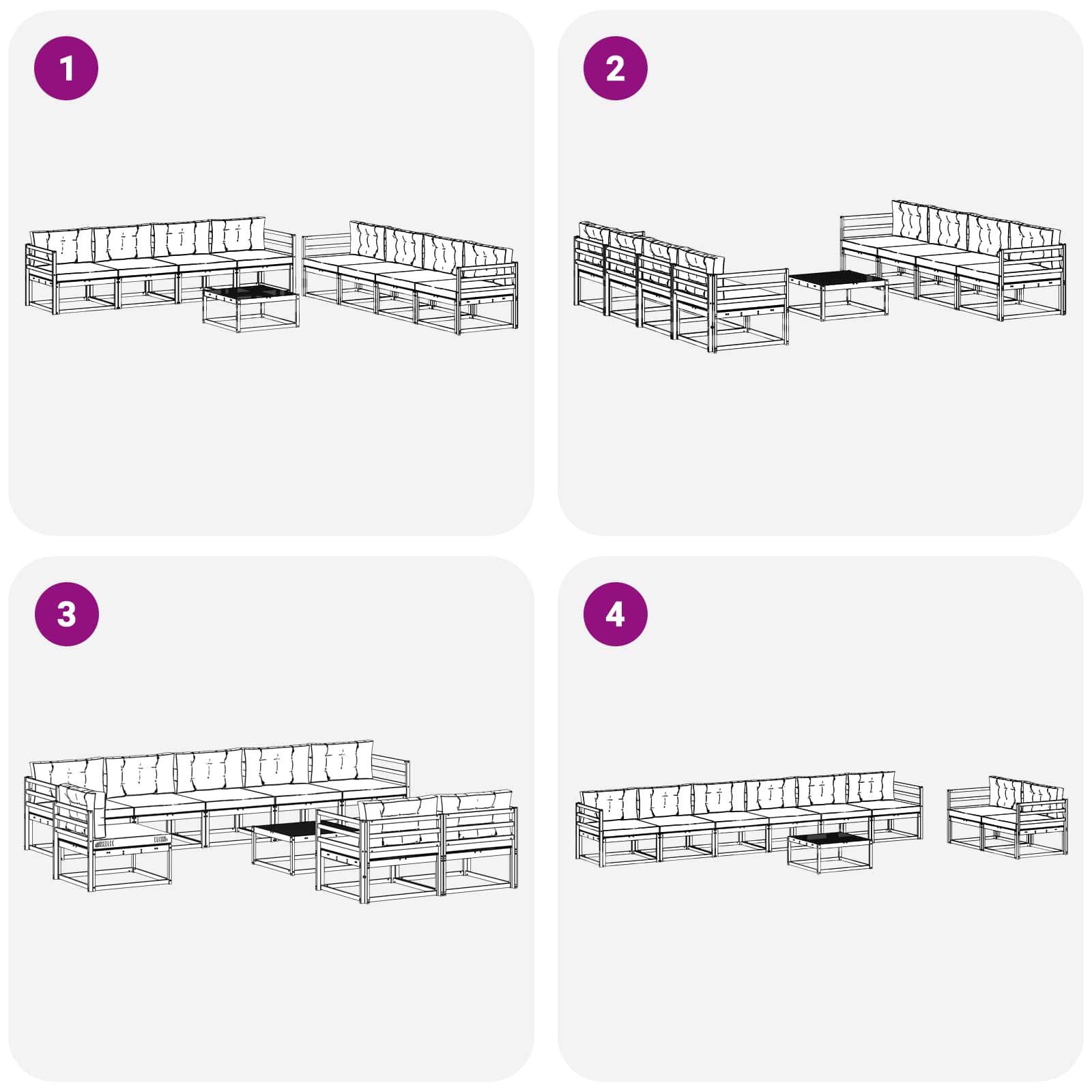 Set vanjskih sofa 9 pcs Bijela i svjetlosiva 79 x 79 x 37 cm