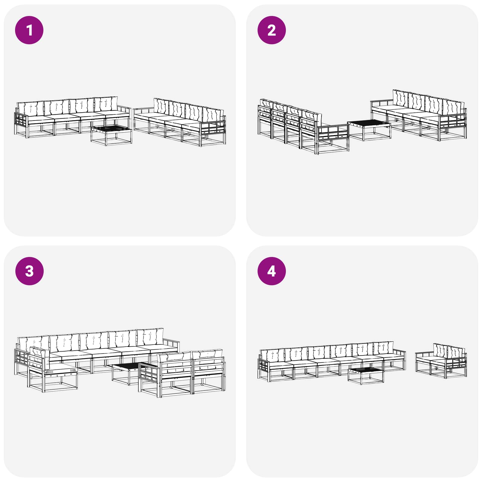 Set vanjskih sofa 9 pcs Bijela i svjetlosiva 79 x 79 x 37 cm
