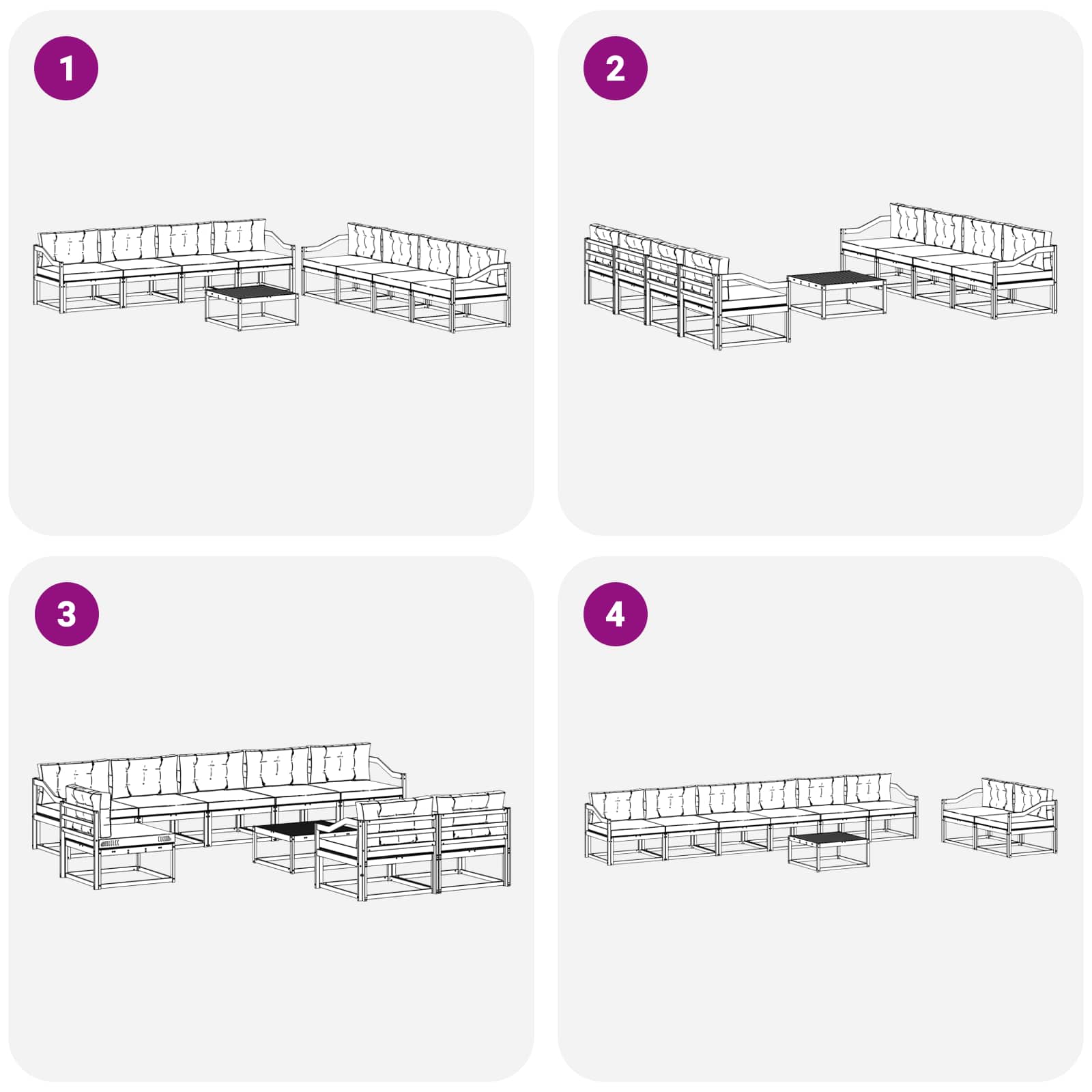 Set vanjskih sofa 9 pcs Bijela i svjetlosiva 79 x 79 x 37 cm