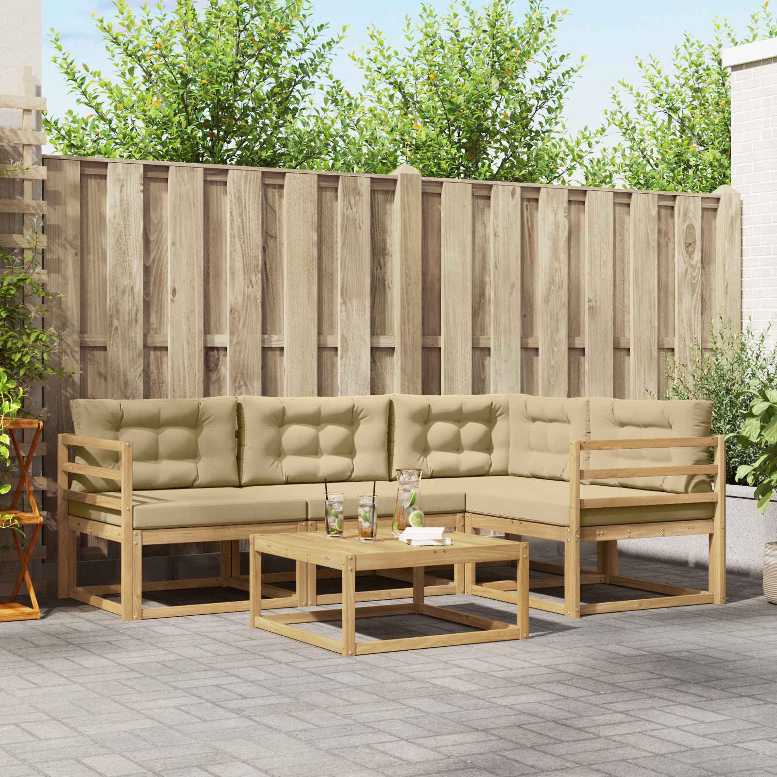 Set vanjskih sofa 5 pcs Bijela i bež 79 x 79 x 37 cm Poliester