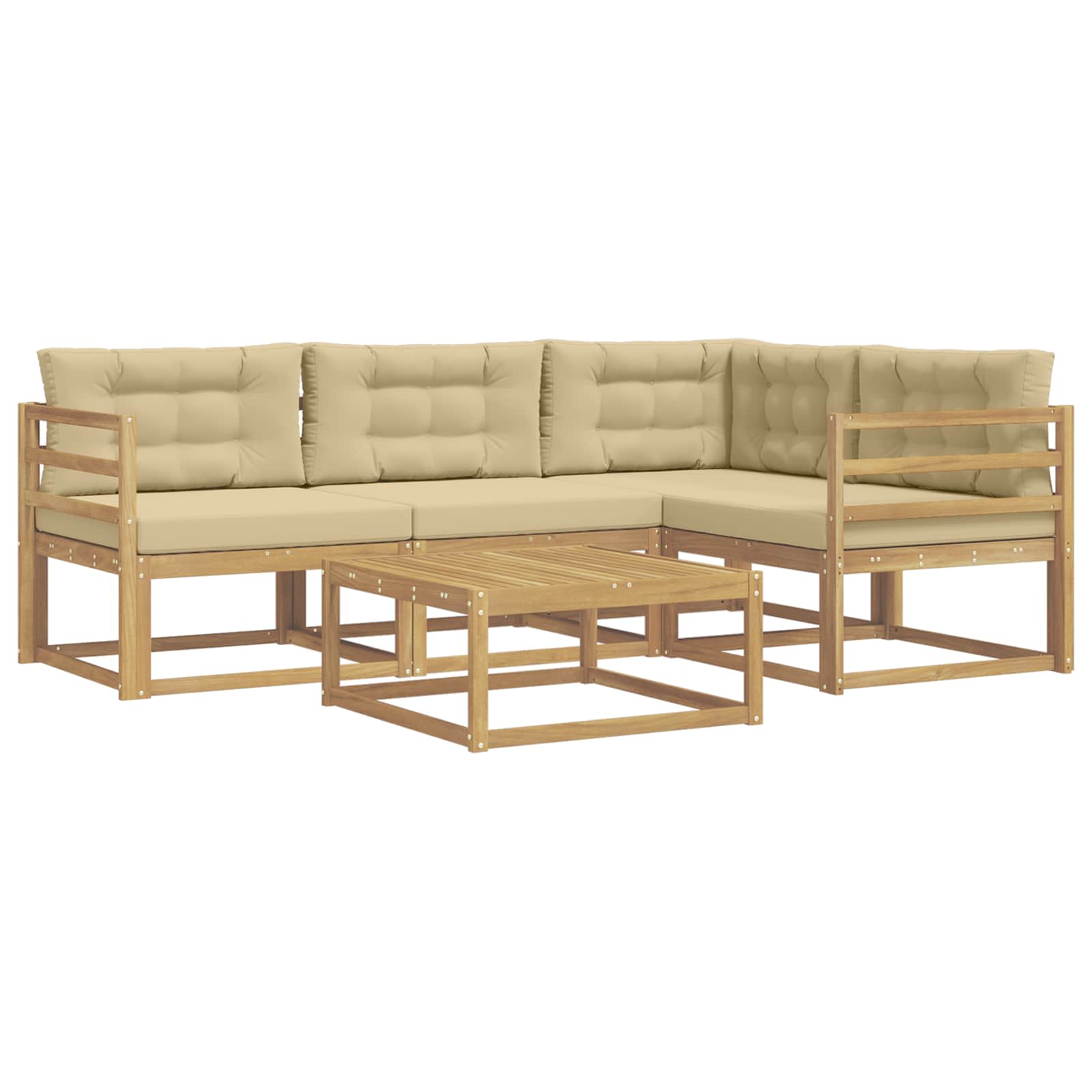 Set vanjskih sofa 5 pcs Bijela i bež 79 x 79 x 37 cm Poliester