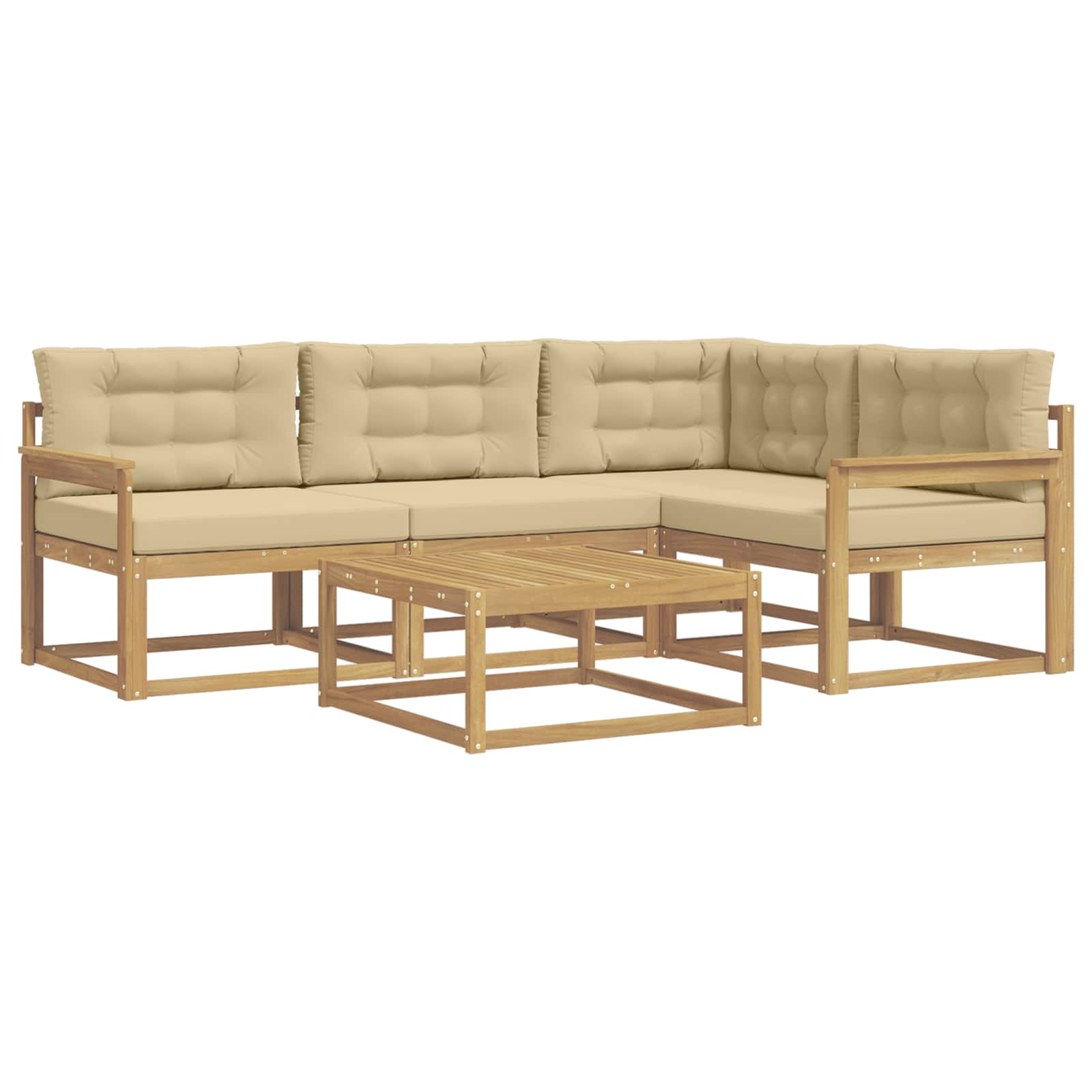 Set vanjskih sofa 5 pcs Bijela i bež 79 x 79 x 37 cm Poliester