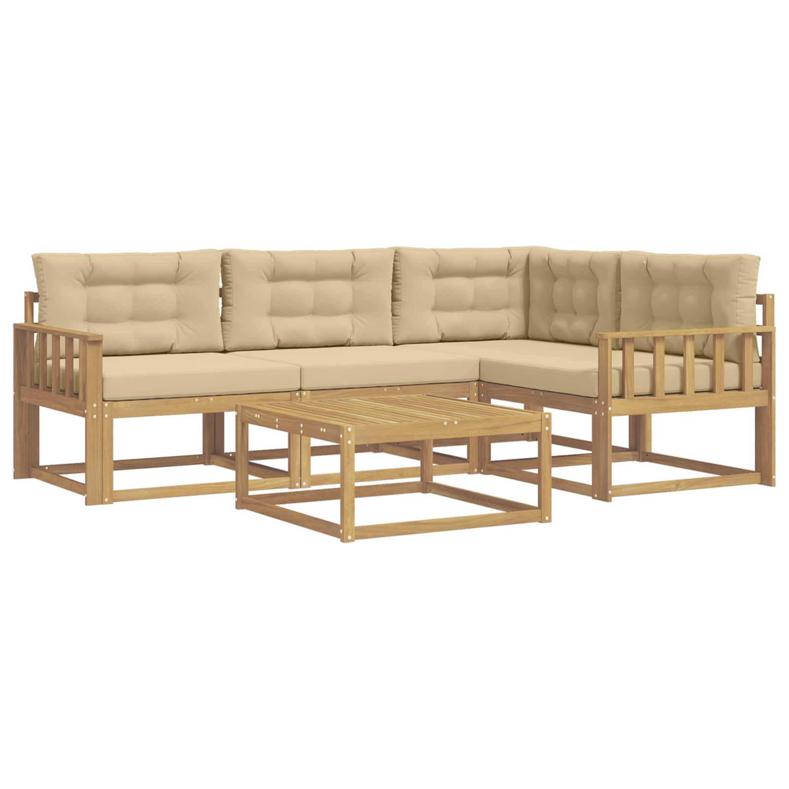 Set vanjskih sofa 5 pcs Bijela i bež 79 x 79 x 37 cm Poliester