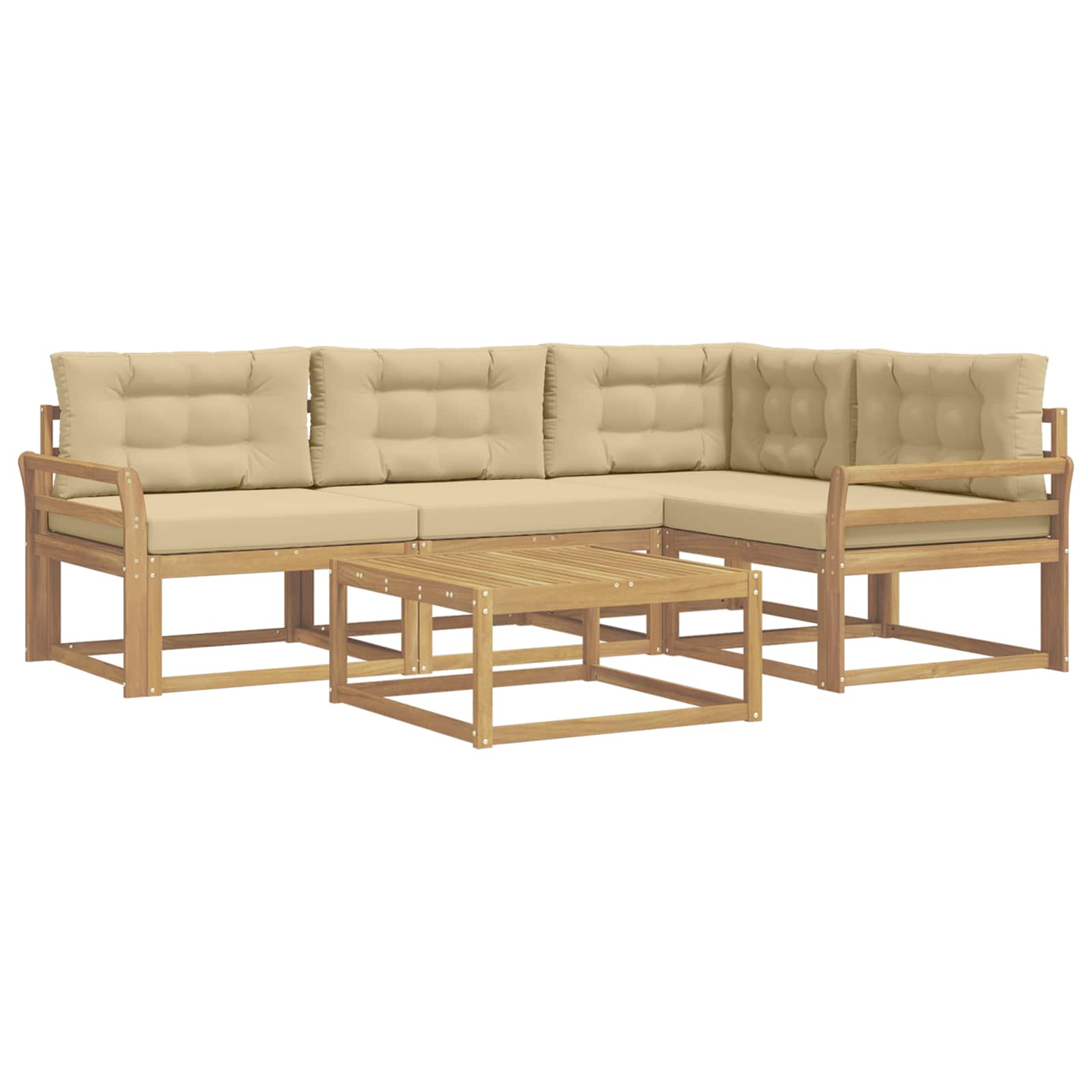 Set vanjskih sofa 5 pcs Bijela i bež 79 x 79 x 37 cm Poliester