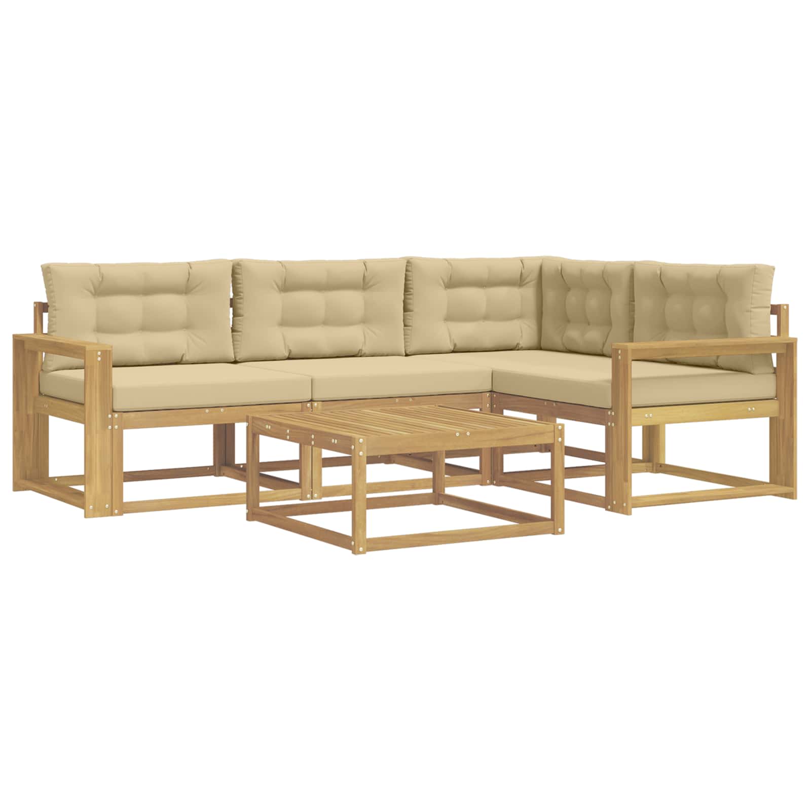 Set vanjskih sofa 5 pcs Bijela i bež 79 x 79 x 37 cm Poliester