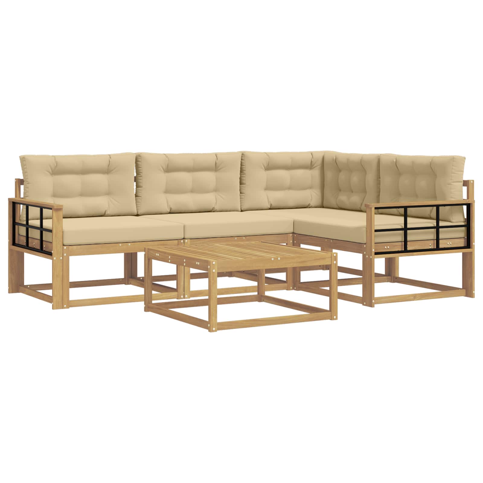 Set vanjskih sofa 5 pcs Bijela i bež 79 x 79 x 37 cm Poliester