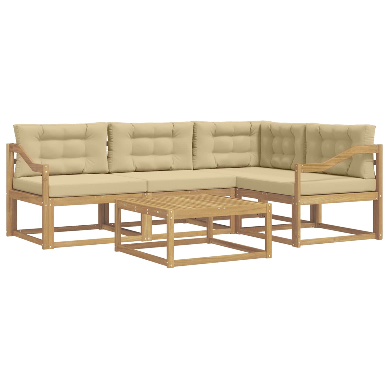 Set vanjskih sofa 5 pcs Bijela i bež 79 x 79 x 37 cm Poliester