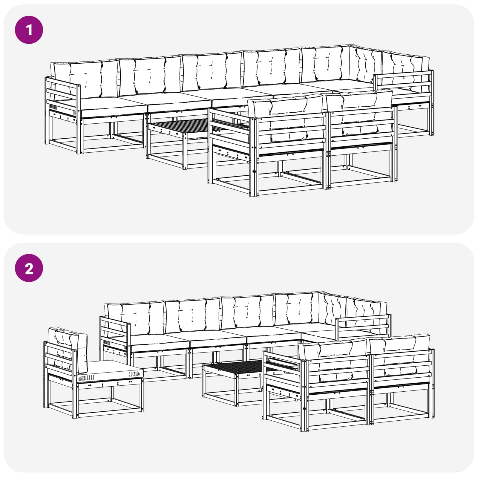 Set vanjskih sofa 9 pcs Bijela i svjetlosiva 79 x 79 x 37 cm