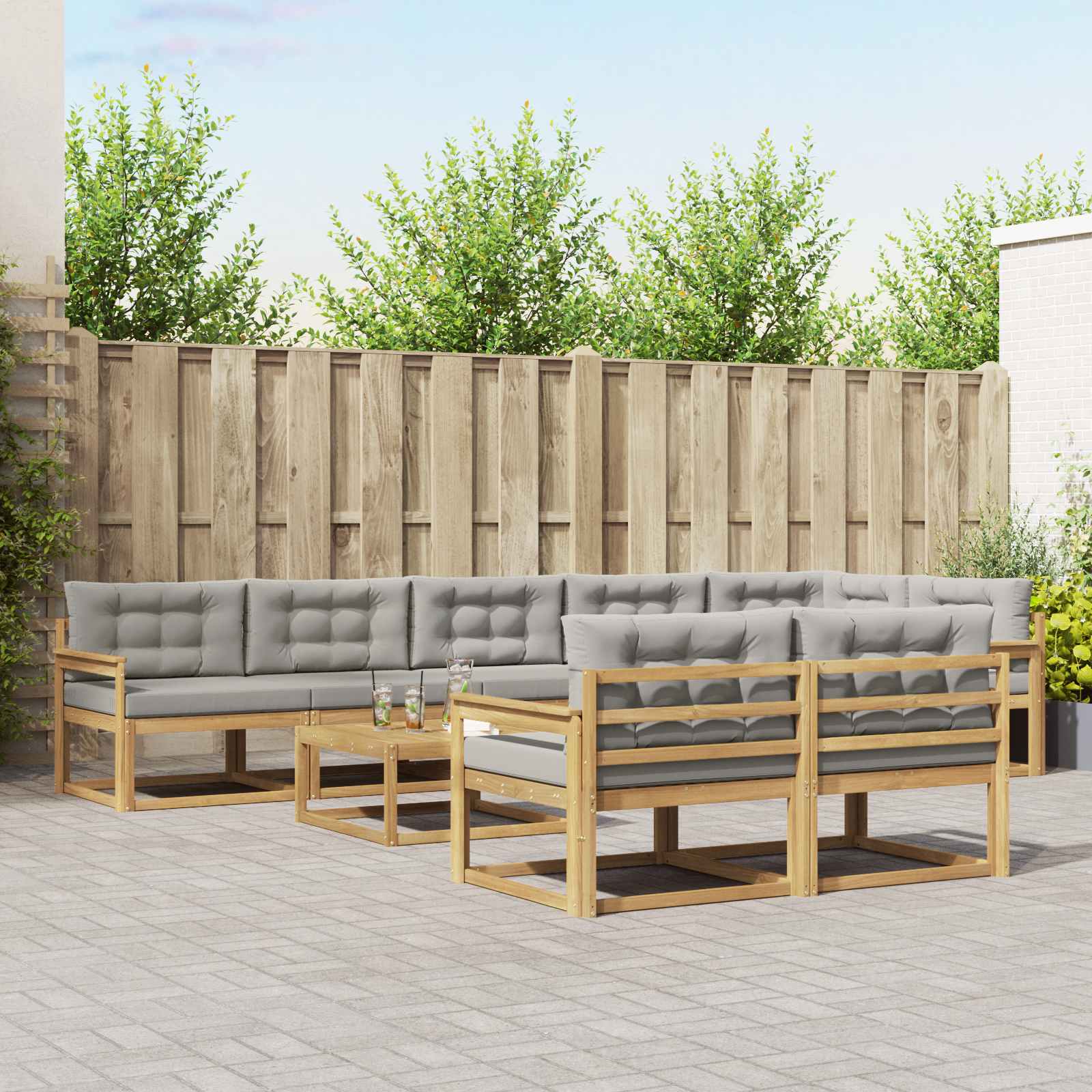 Set vanjskih sofa 9 pcs Bijela i svjetlosiva 79 x 79 x 37 cm