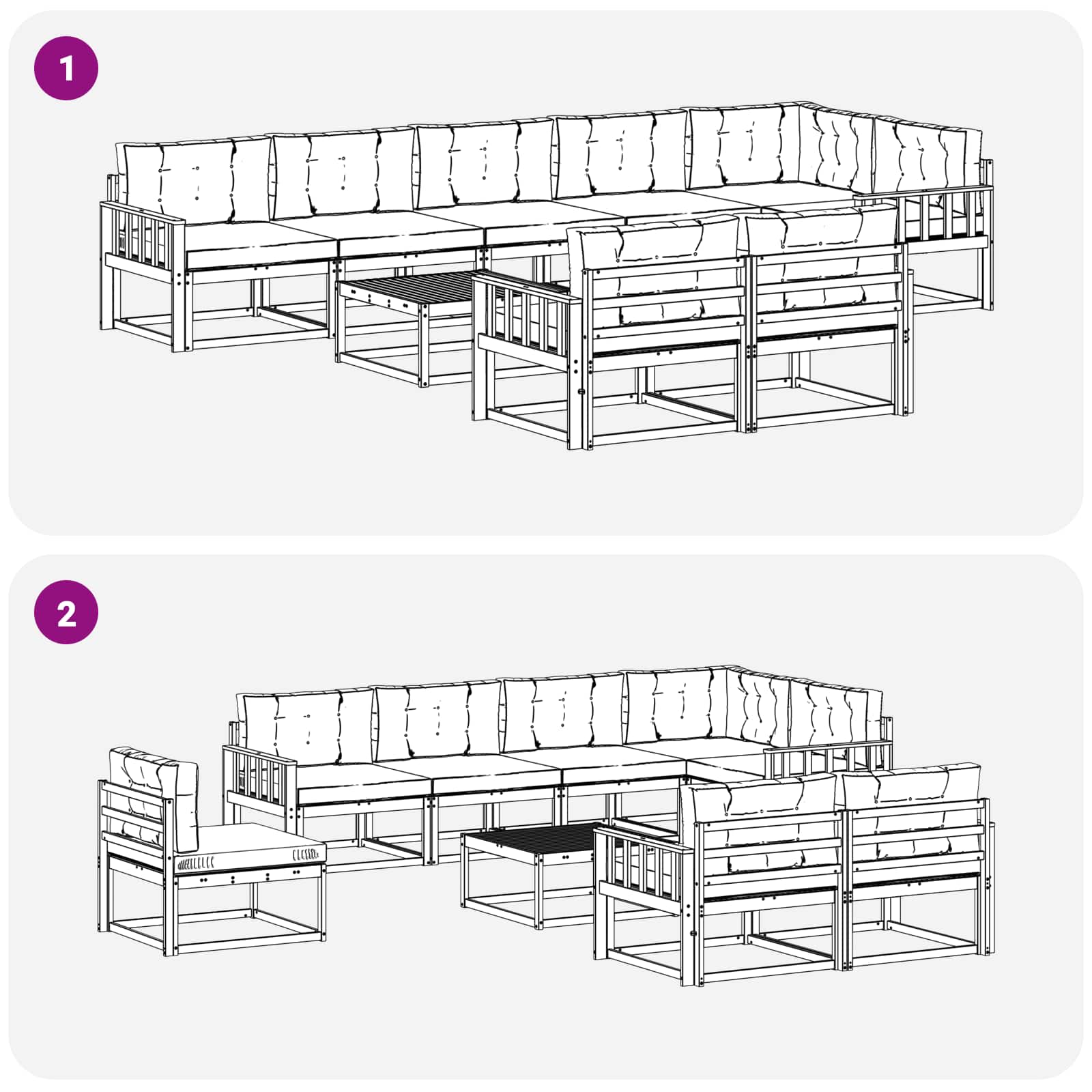 Set vanjskih sofa 9 pcs Bijela i svjetlosiva 79 x 79 x 37 cm
