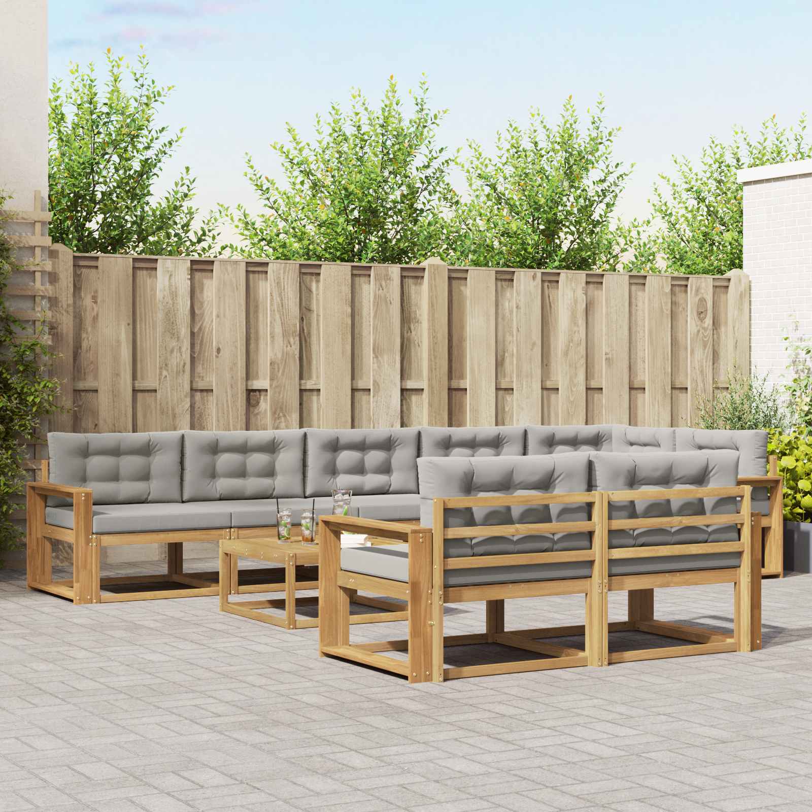 Set vanjskih sofa 9 pcs Bijela i svjetlosiva 79 x 79 x 37 cm