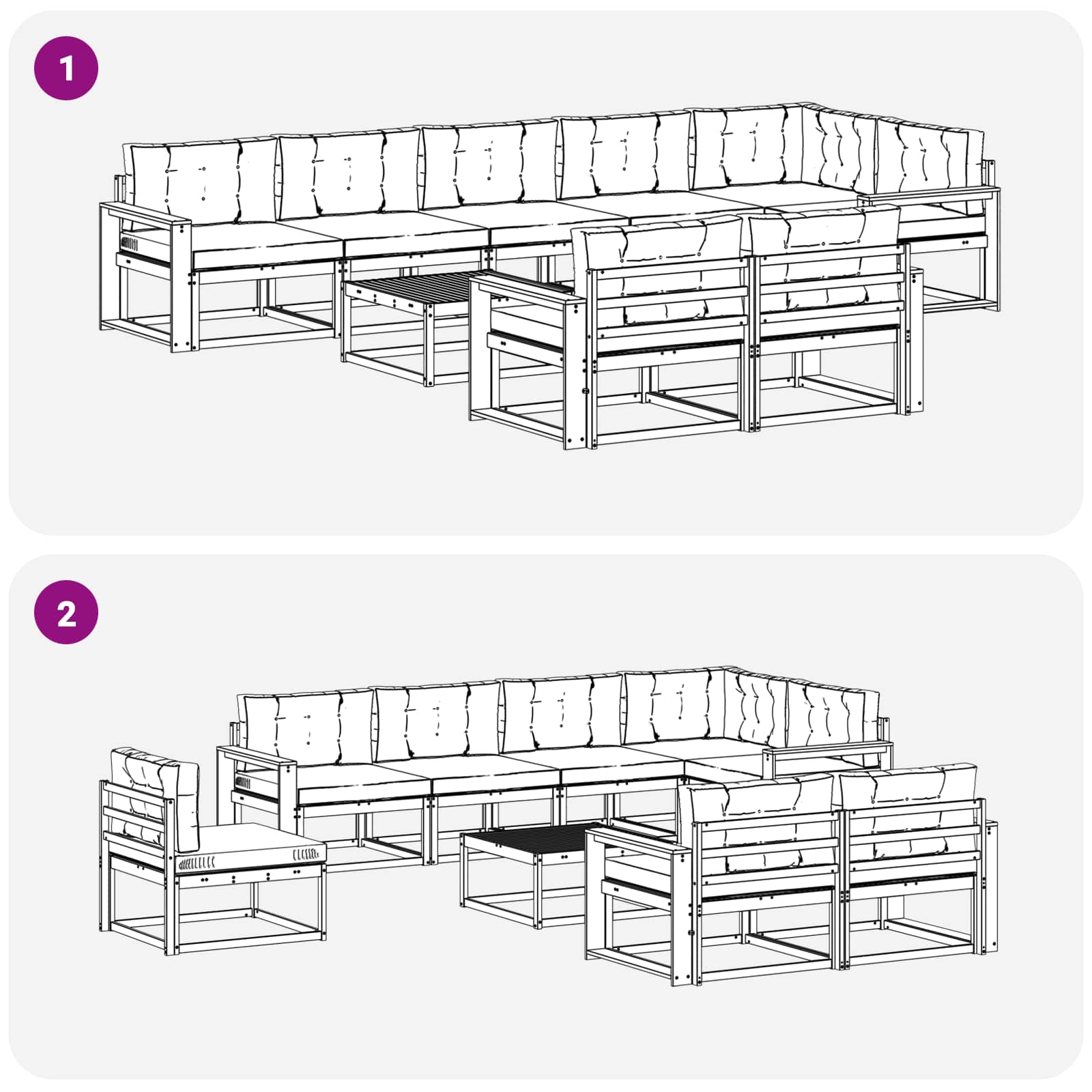 Set vanjskih sofa 9 pcs Bijela i svjetlosiva 79 x 79 x 37 cm
