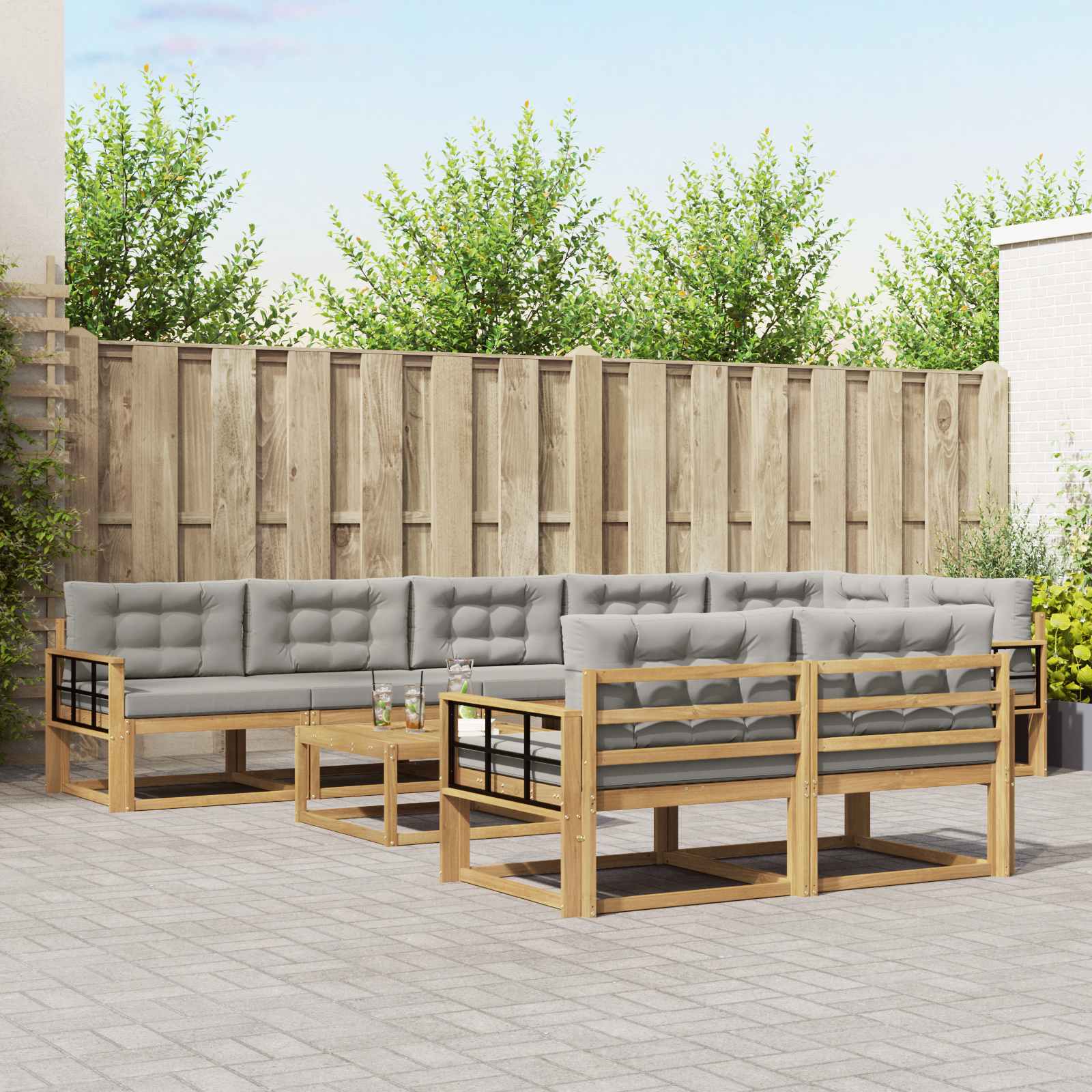 Set vanjskih sofa 9 pcs Bijela i svjetlosiva 79 x 79 x 37 cm