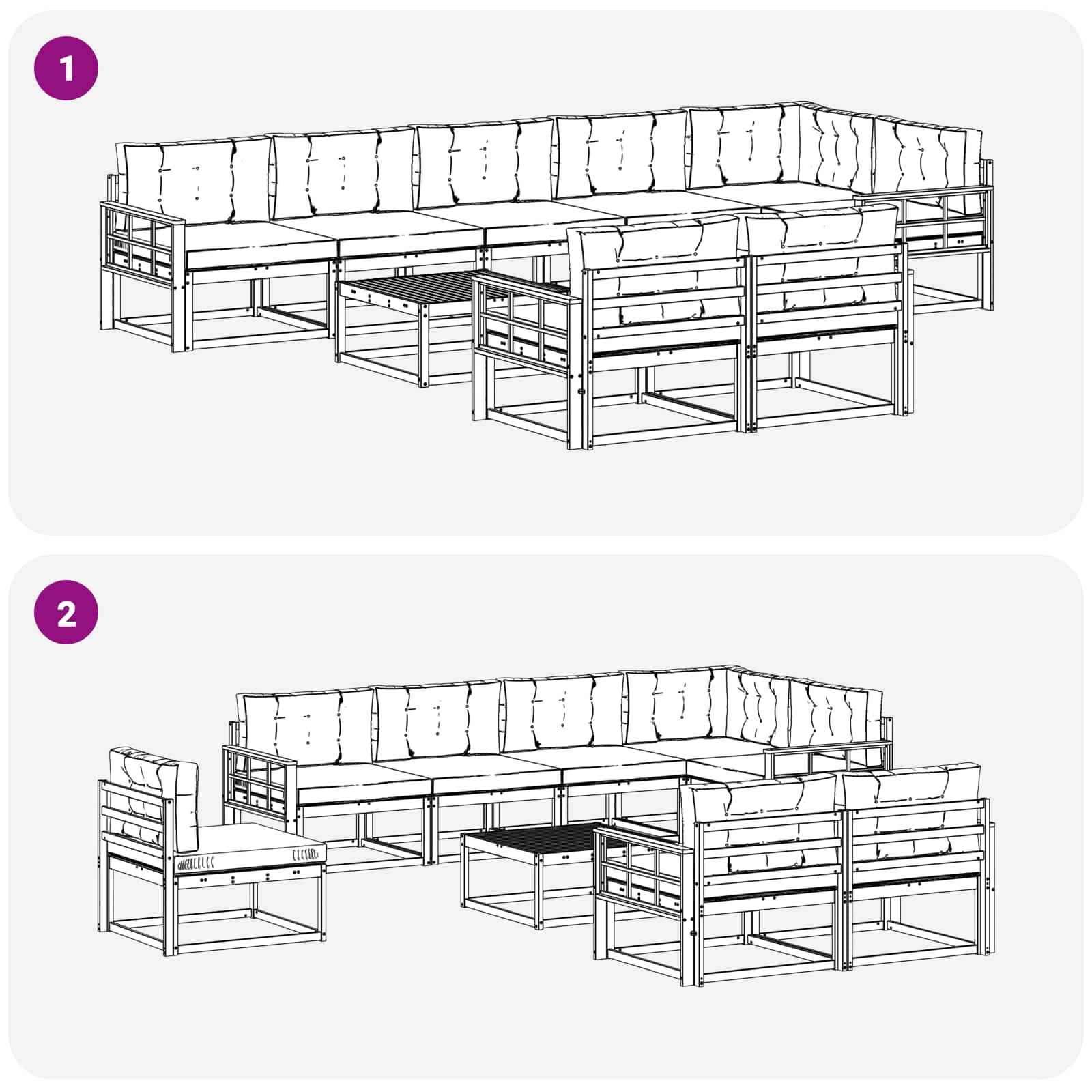 Set vanjskih sofa 9 pcs Bijela i svjetlosiva 79 x 79 x 37 cm