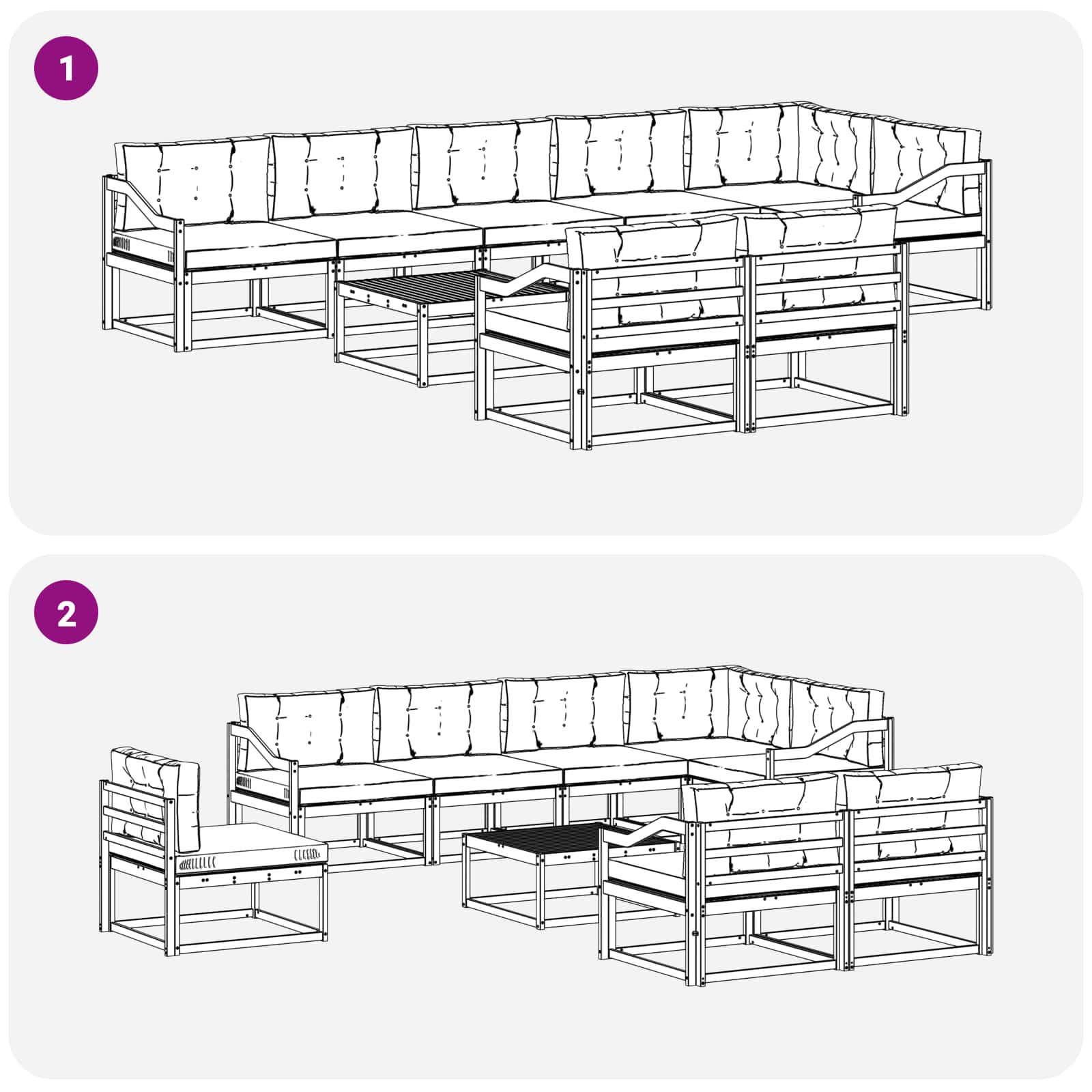 Set vanjskih sofa 9 pcs Bijela i svjetlosiva 79 x 79 x 37 cm