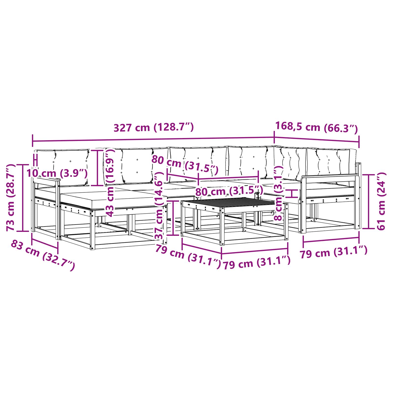 Set vanjskih sofa 7 pcs Bijela i antracit