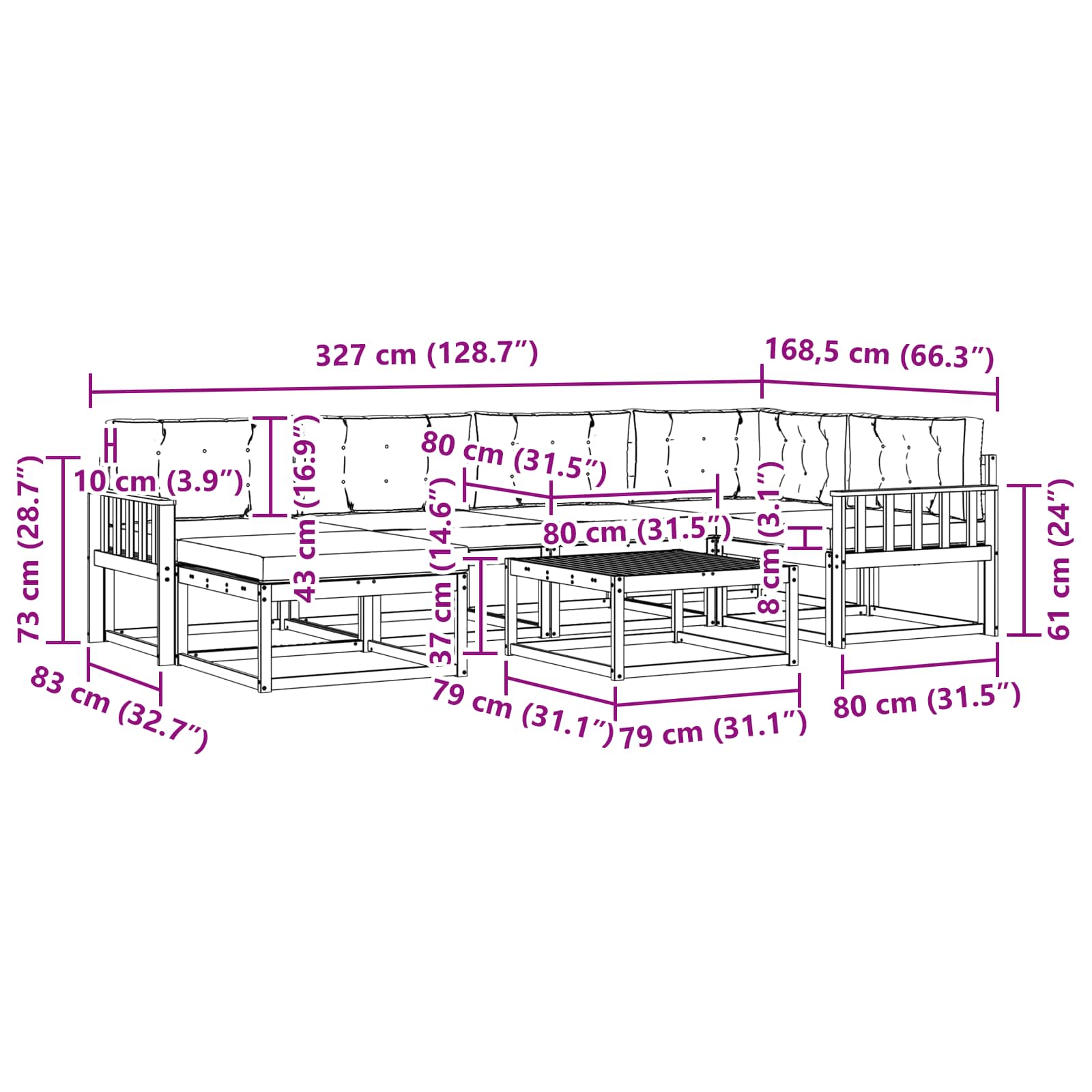 Set vanjskih sofa 7 pcs Bijela i antracit