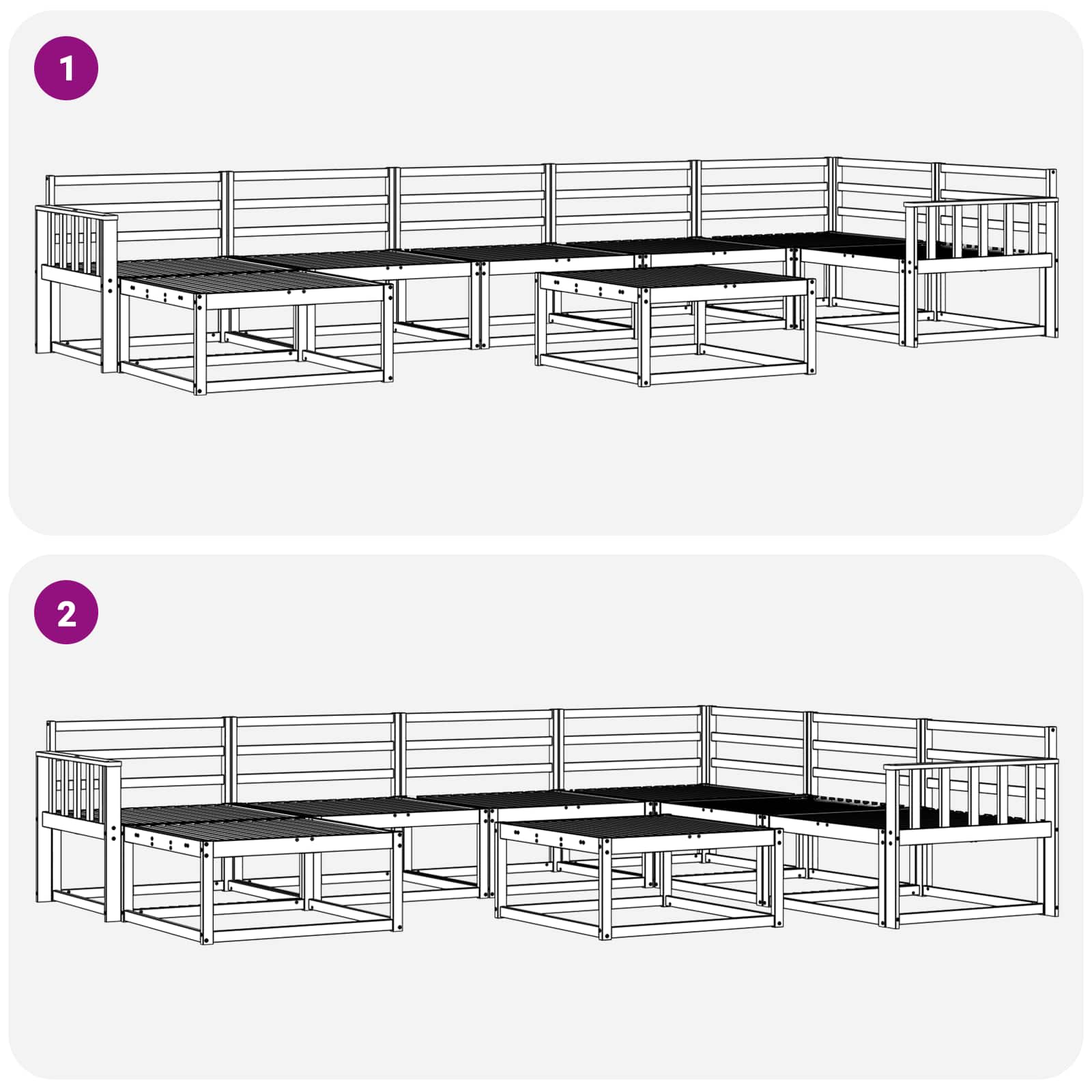 Set vanjskih sofa 8 pcs Bijela Čvrsto drvo akacije