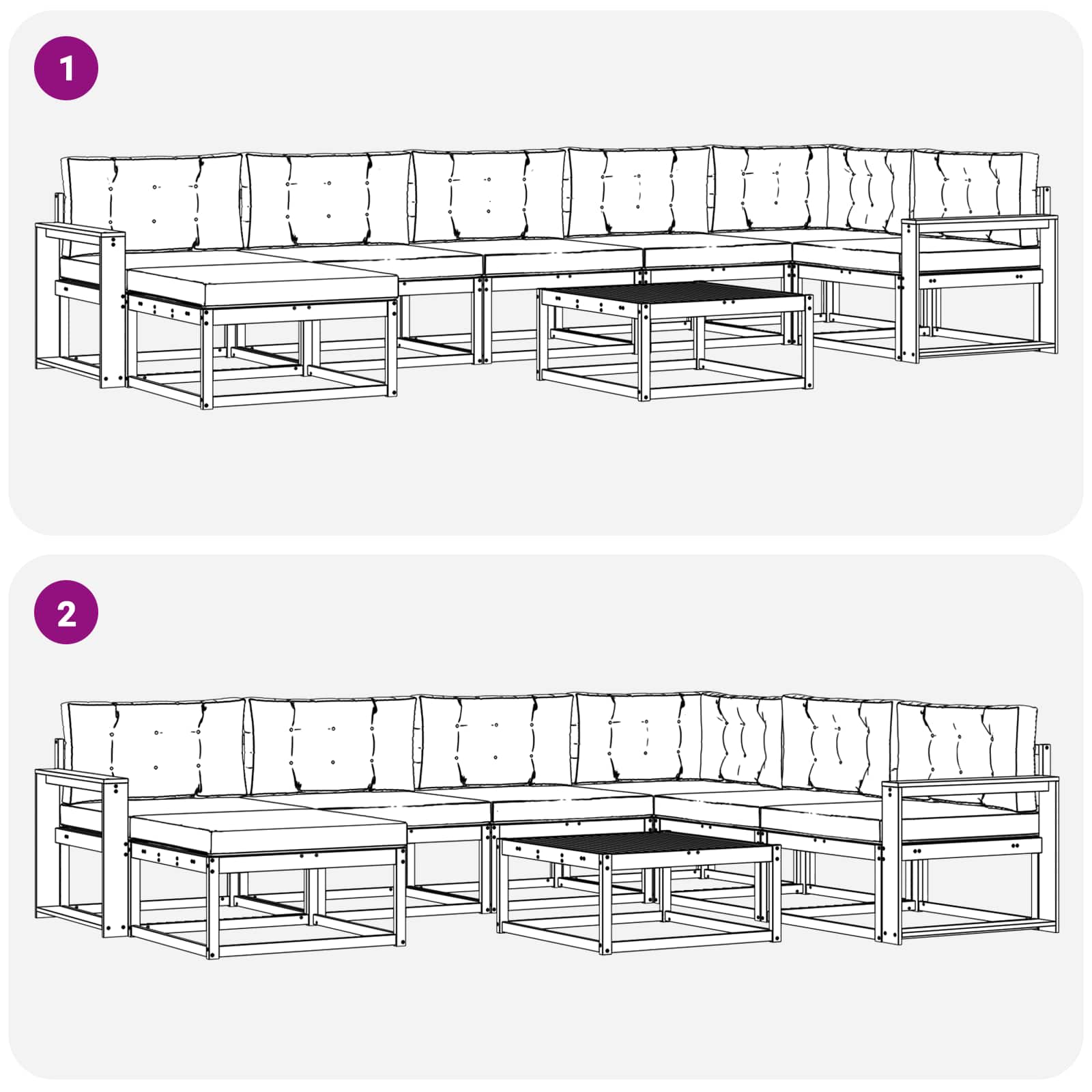 Set vanjskih sofa 8 pcs Bijela i krem
