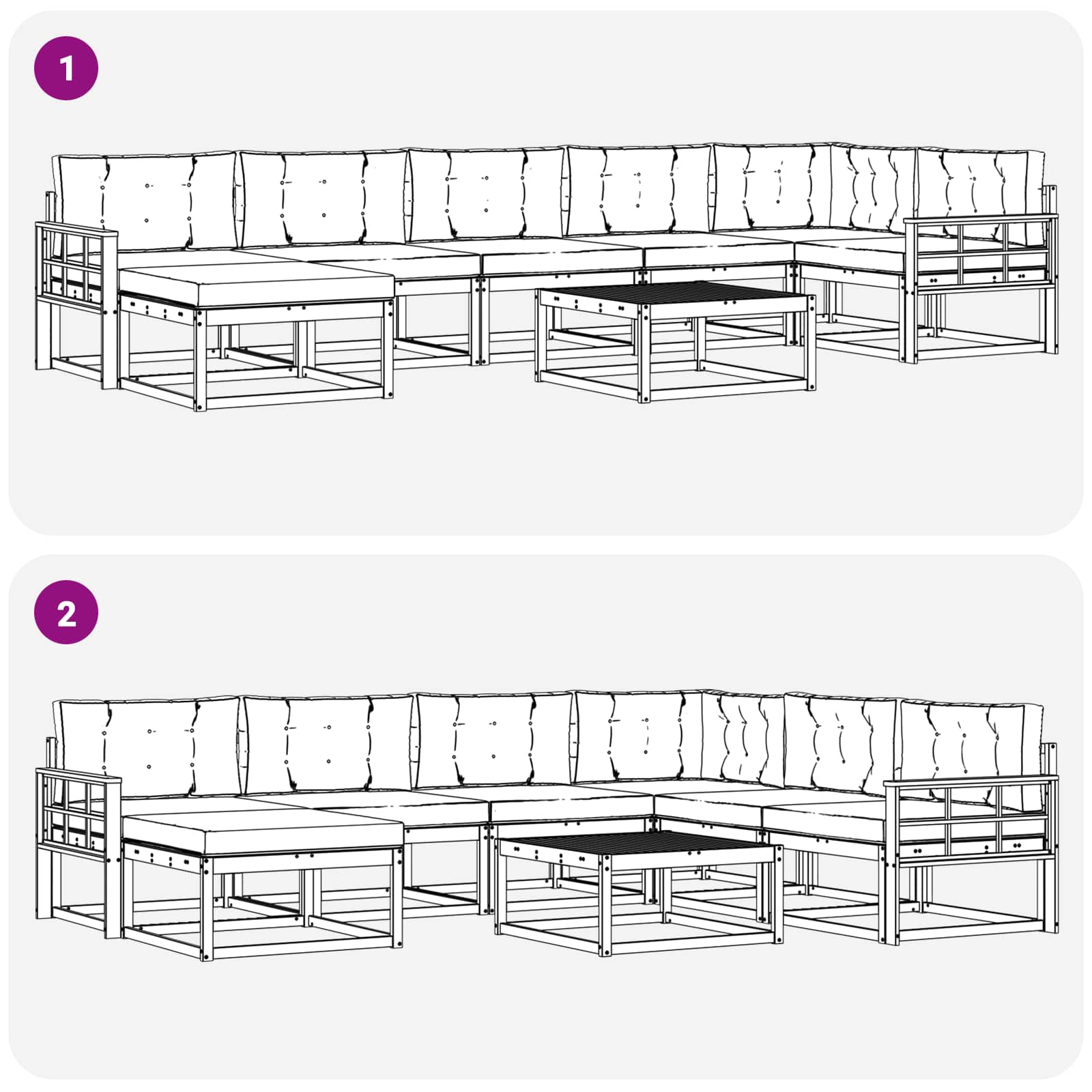 Set vanjskih sofa 8 pcs Bijela i krem